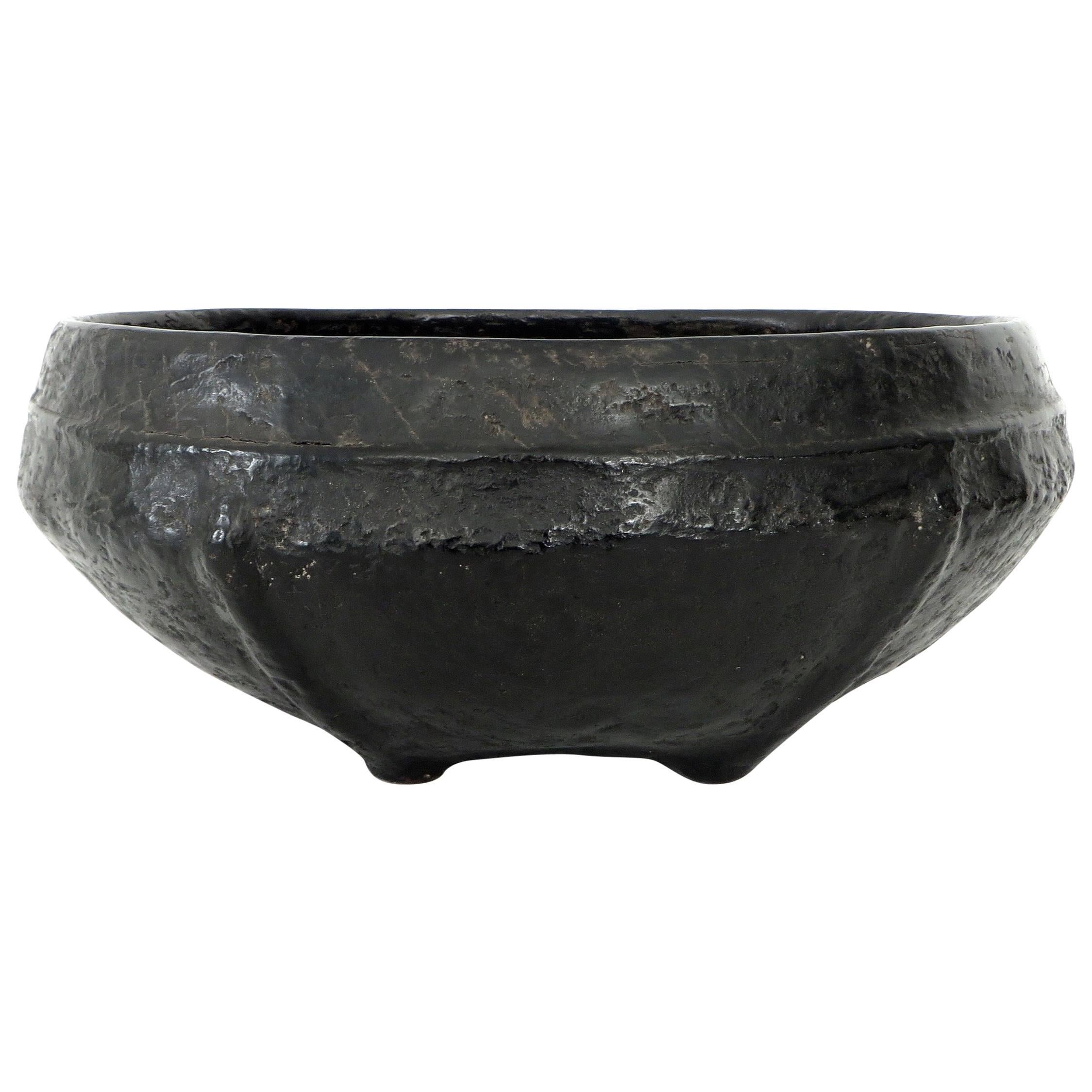 Black Lacquer Handmade Woven Basket from Burma 19th Century
