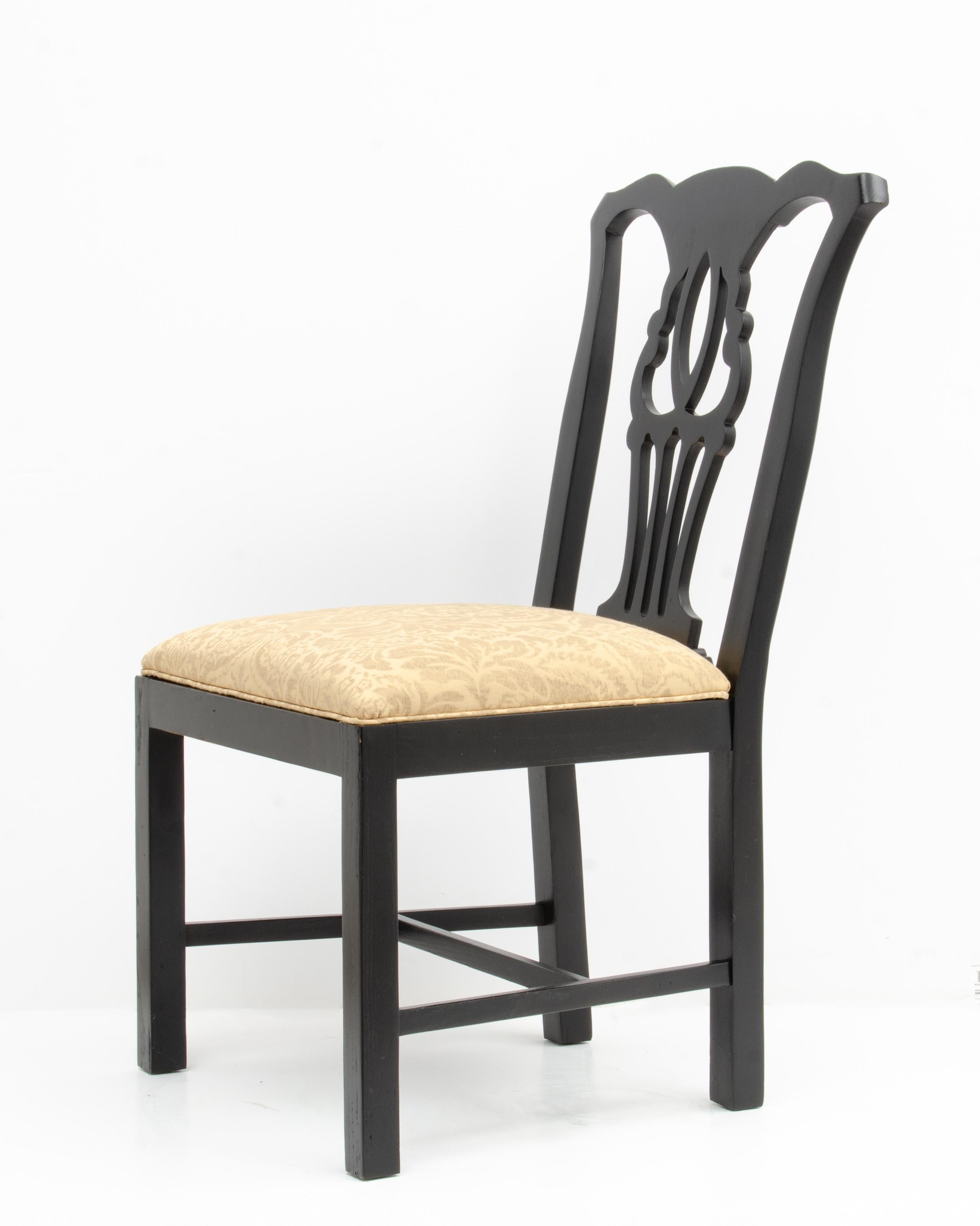 Chaises de salle à manger John Stuart Chippendale en laque noire mi-siècle - ensemble de 6 pièces en vente 4