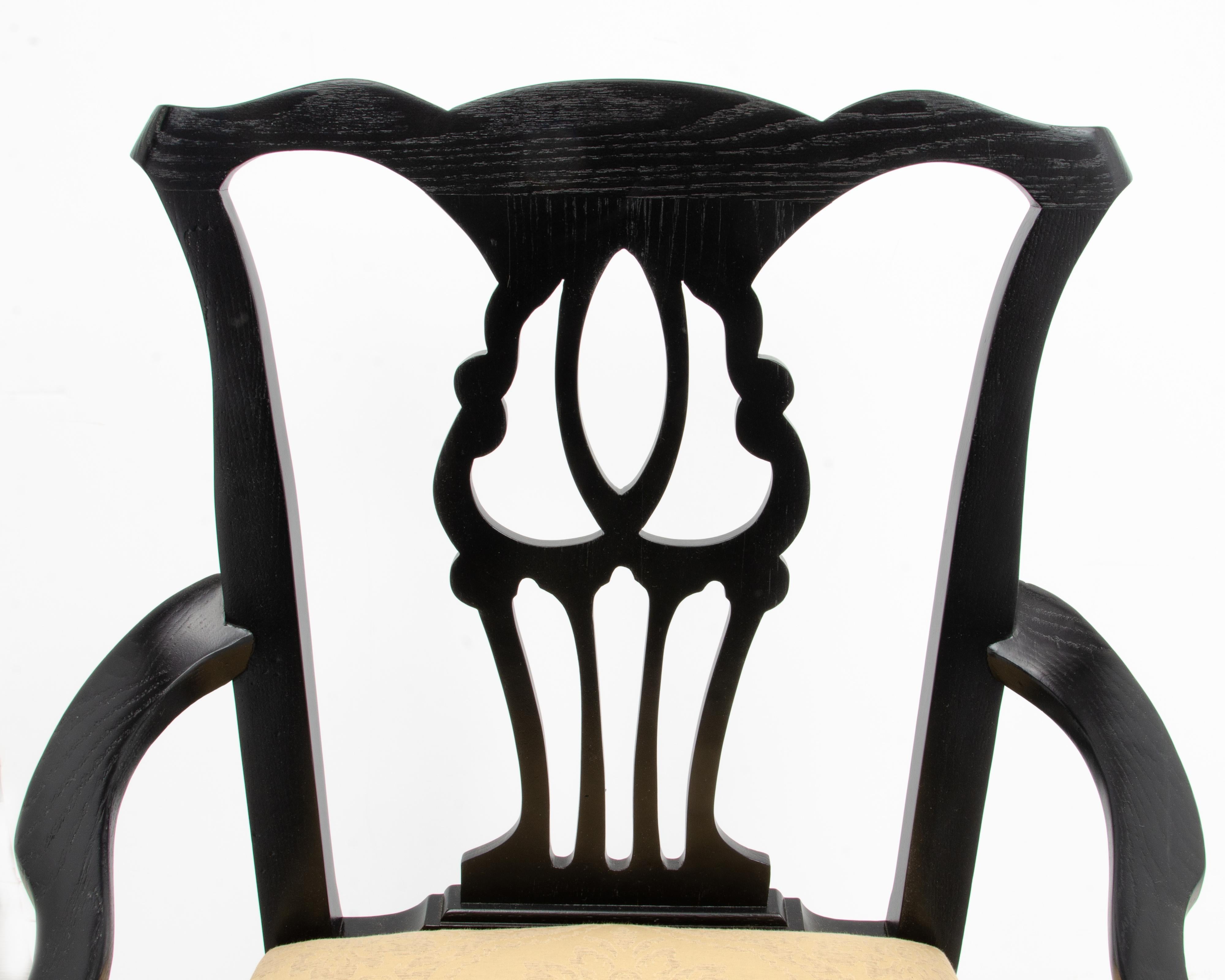 Black Lacquer John Stuart Chippendale Dining Chairs Mid Century - a Set of 6 For Sale 5