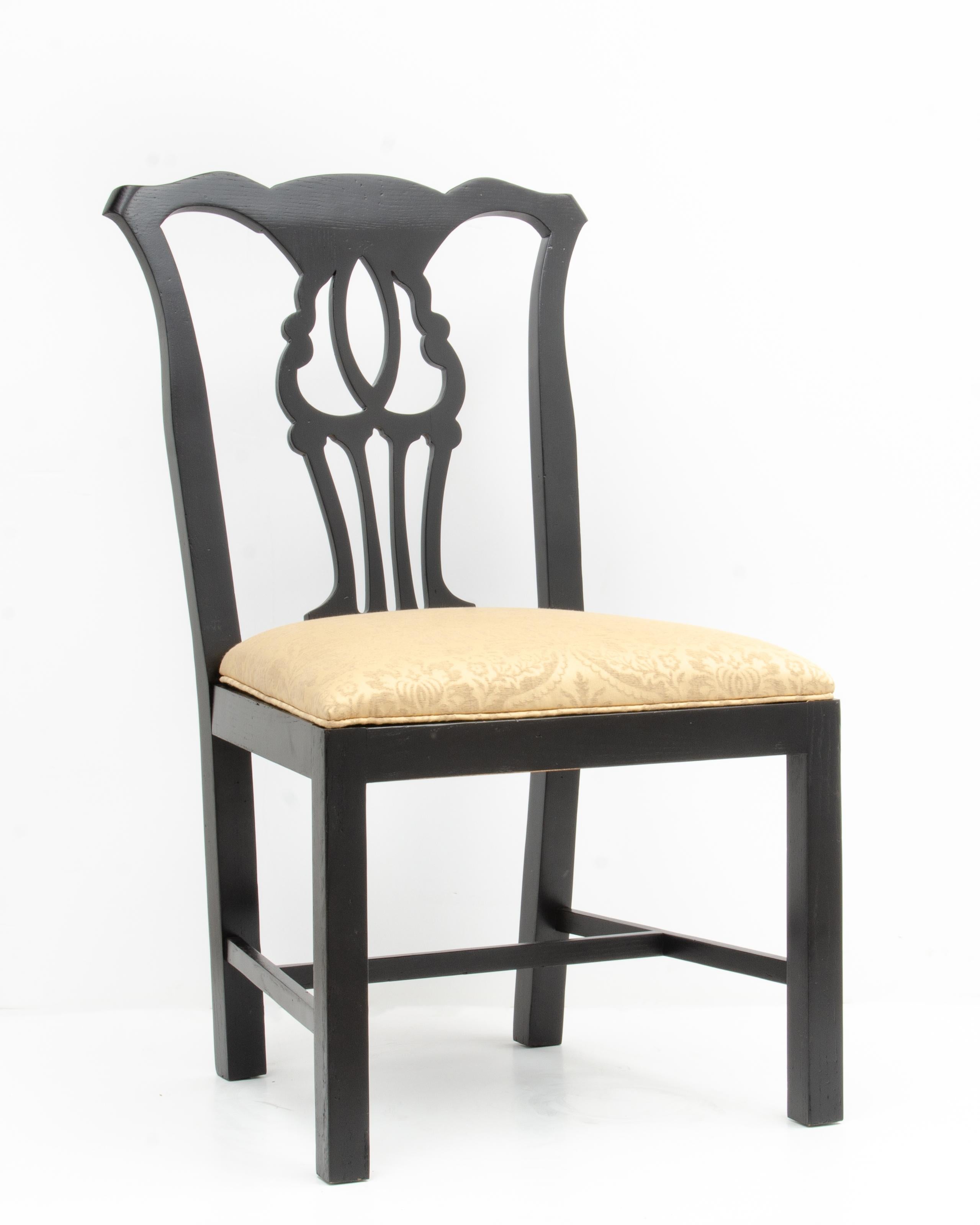Chaises de salle à manger John Stuart Chippendale en laque noire mi-siècle - ensemble de 6 pièces en vente 1