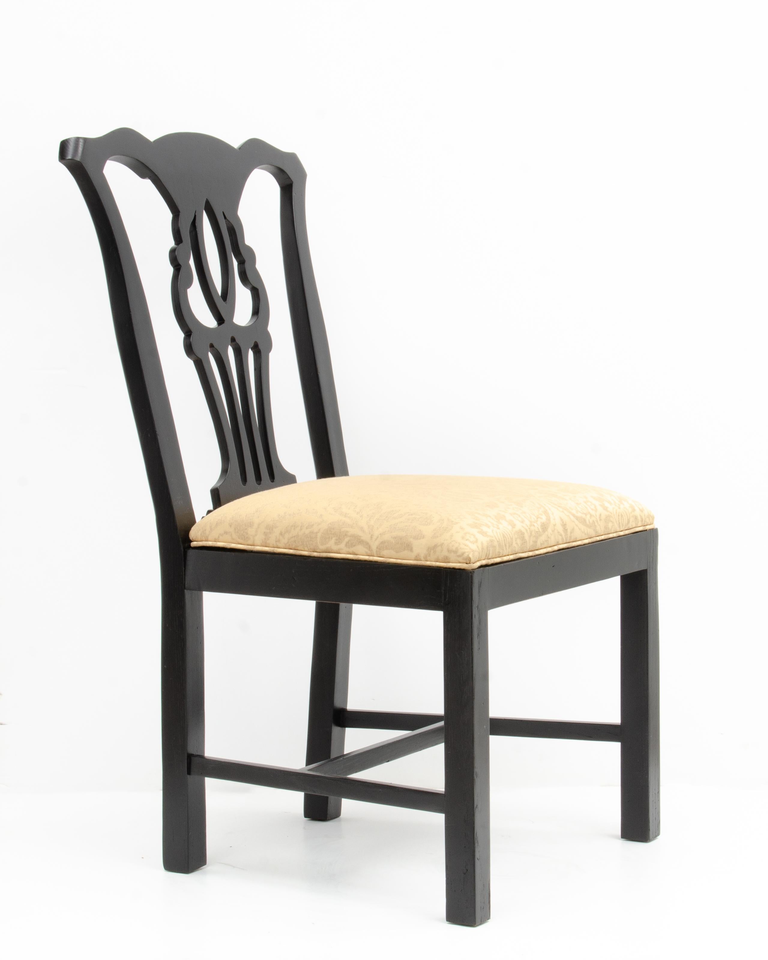 Black Lacquer John Stuart Chippendale Dining Chairs Mid Century - a Set of 6 For Sale 2