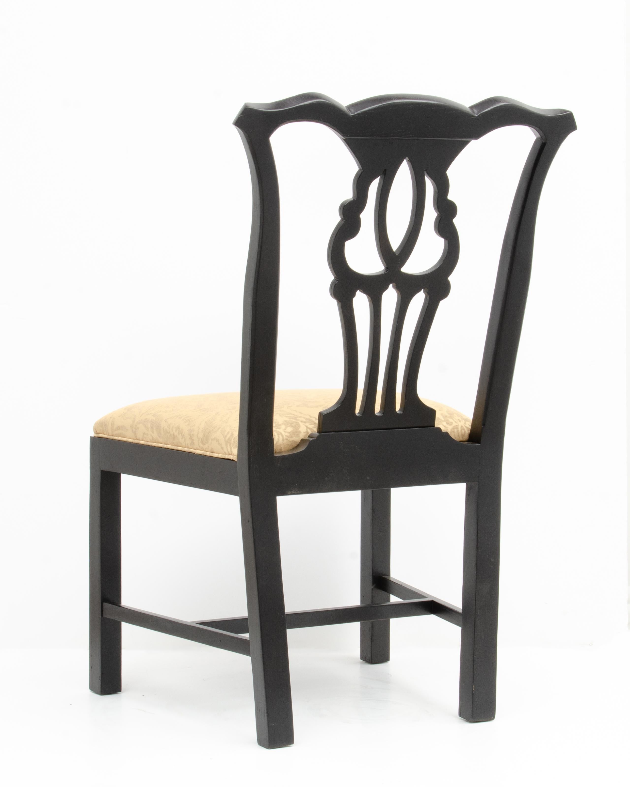 Black Lacquer John Stuart Chippendale Dining Chairs Mid Century - a Set of 6 For Sale 3