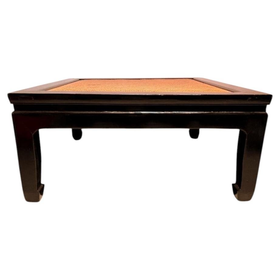 Black Lacquer Low Table / Coffee Table with Canned Top For Sale