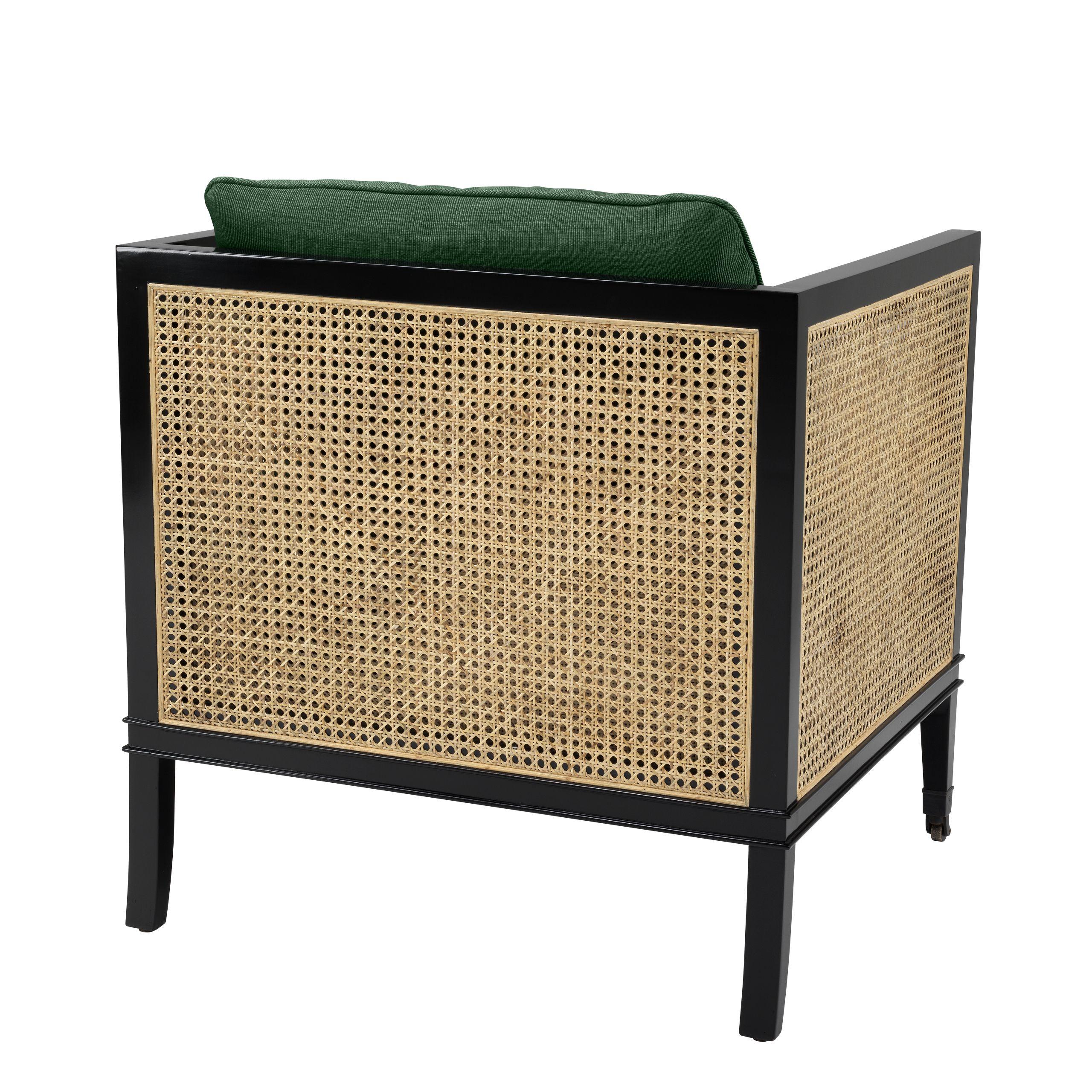 Schwarz lackierter Lounge-Sessel aus Mahagoniholz und geflochtenem Rohr (Art déco) im Angebot