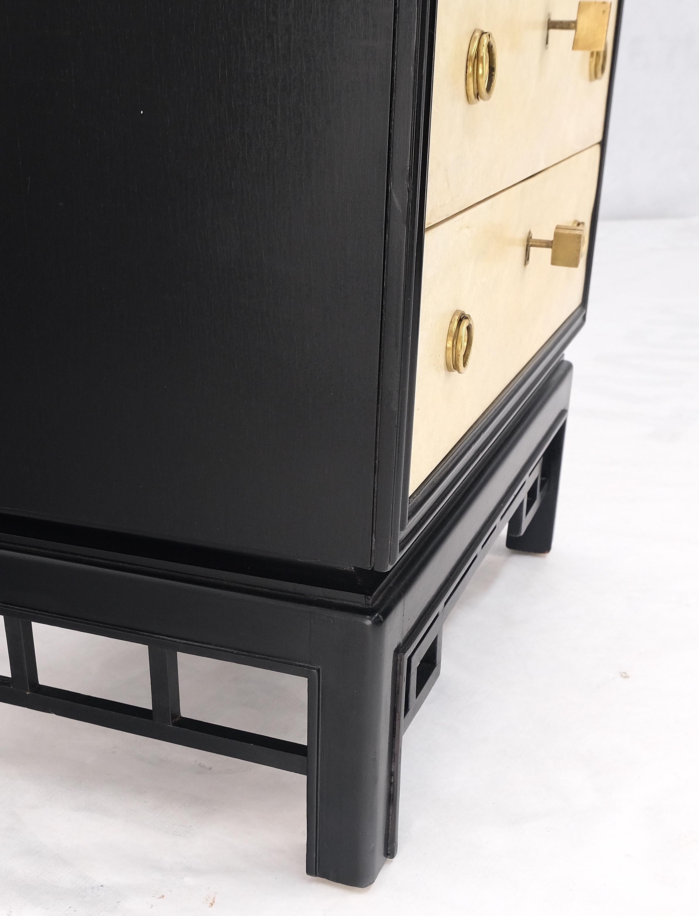 Black Lacquer Marble Top Goatskin Drawers & Double Doors Liquor Silver Cabinet For Sale 5