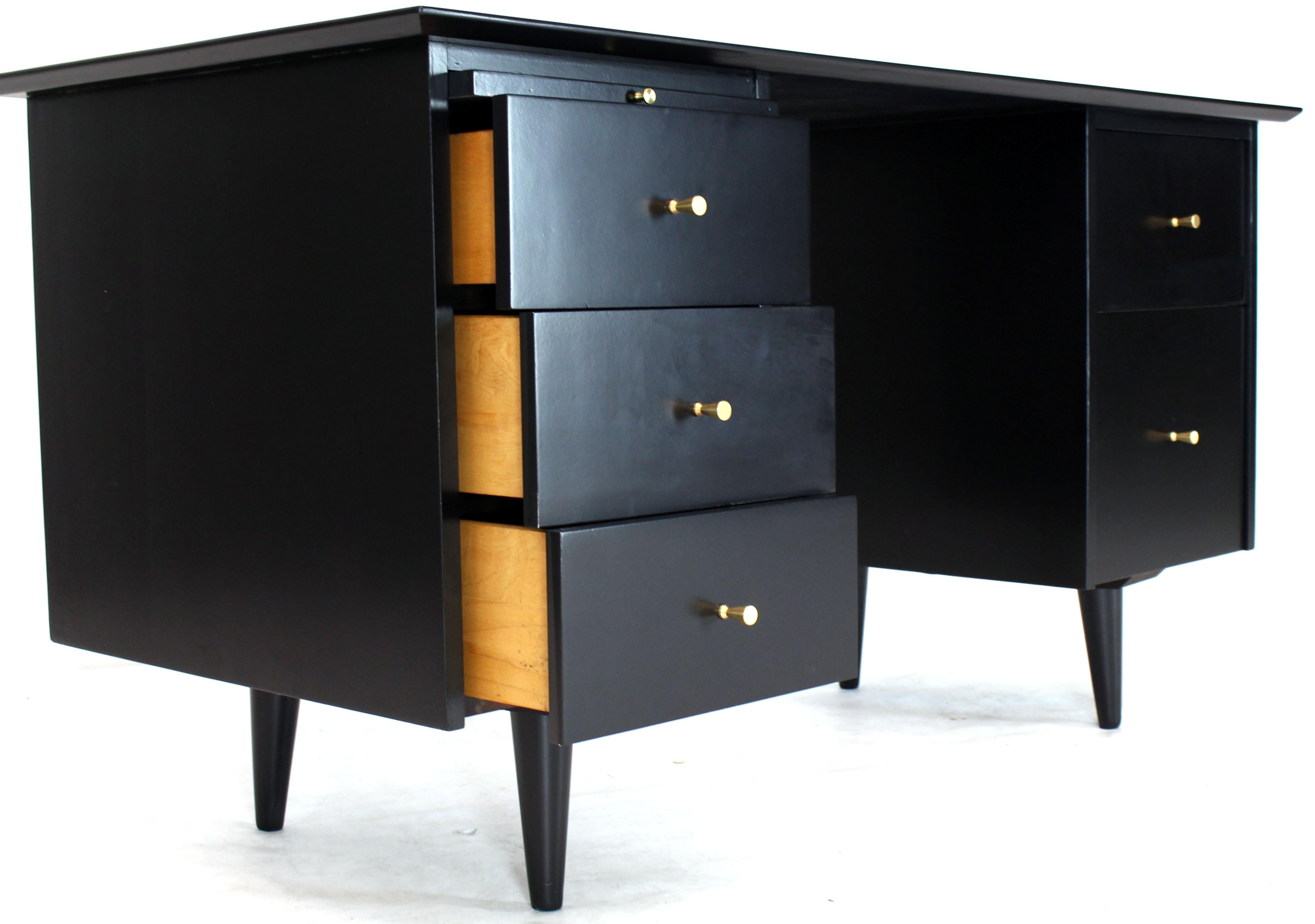 Mid-Century Modern solid birch planner group black lacquer desk writing table by Paul McCobb.
