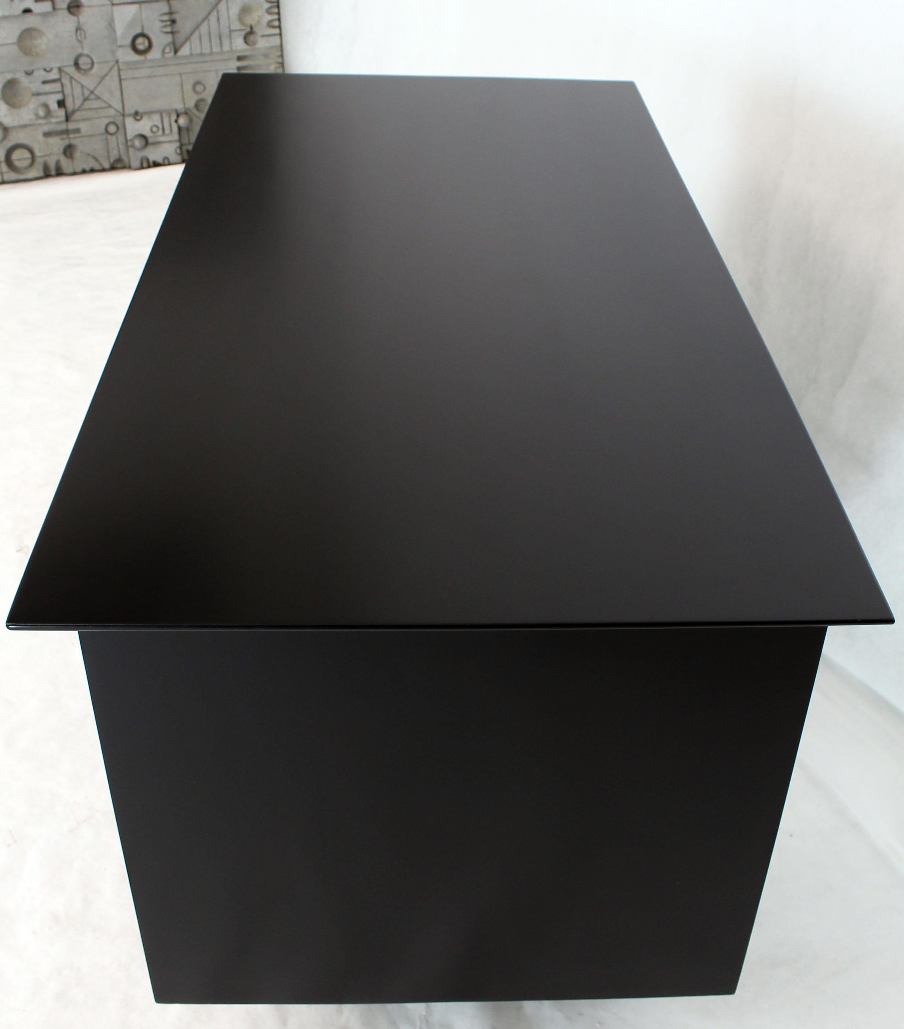 American Black Lacquer McCobb Double Pedestal Desk Five Drawers