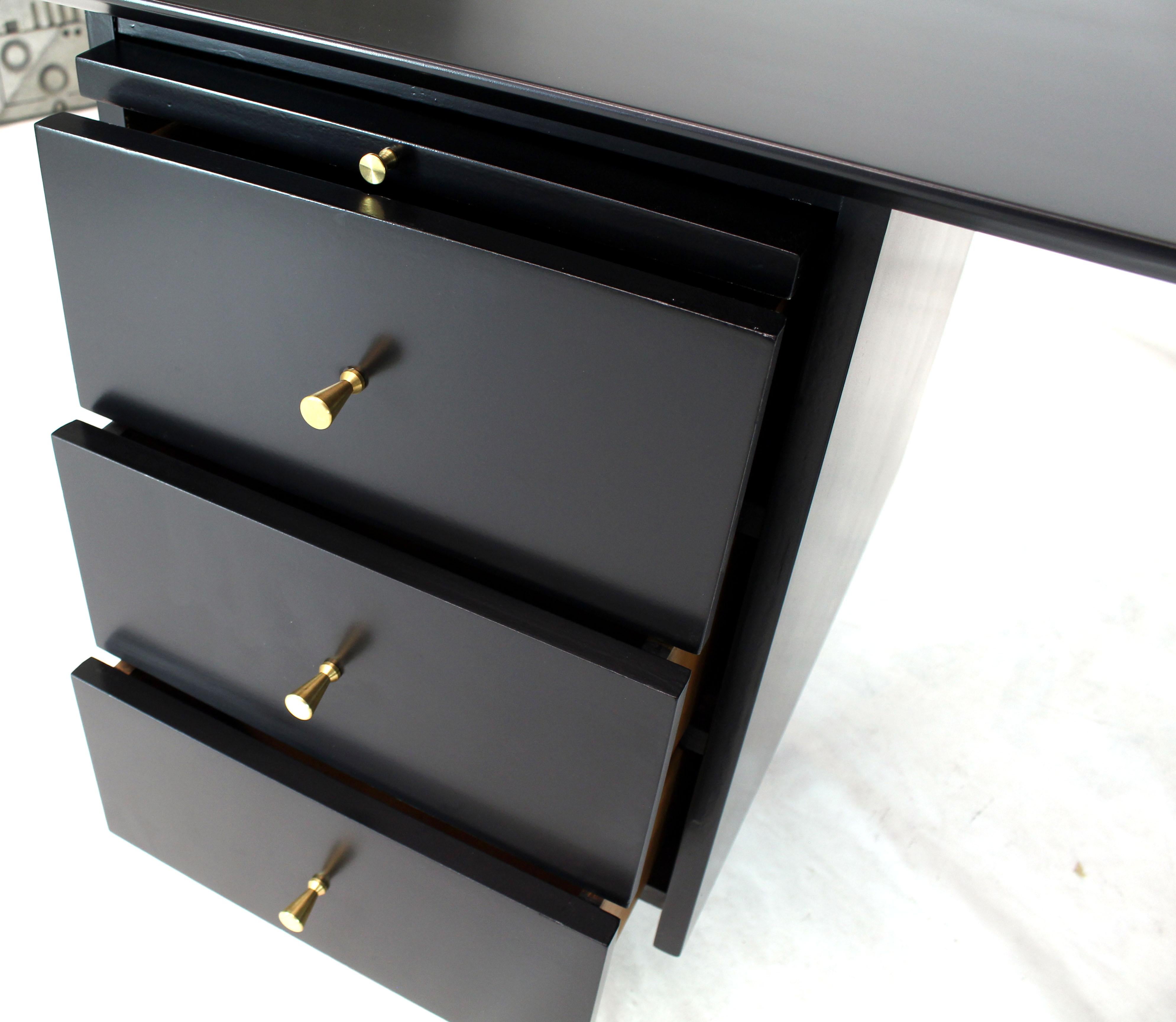 Black Lacquer McCobb Double Pedestal Desk Five Drawers 1