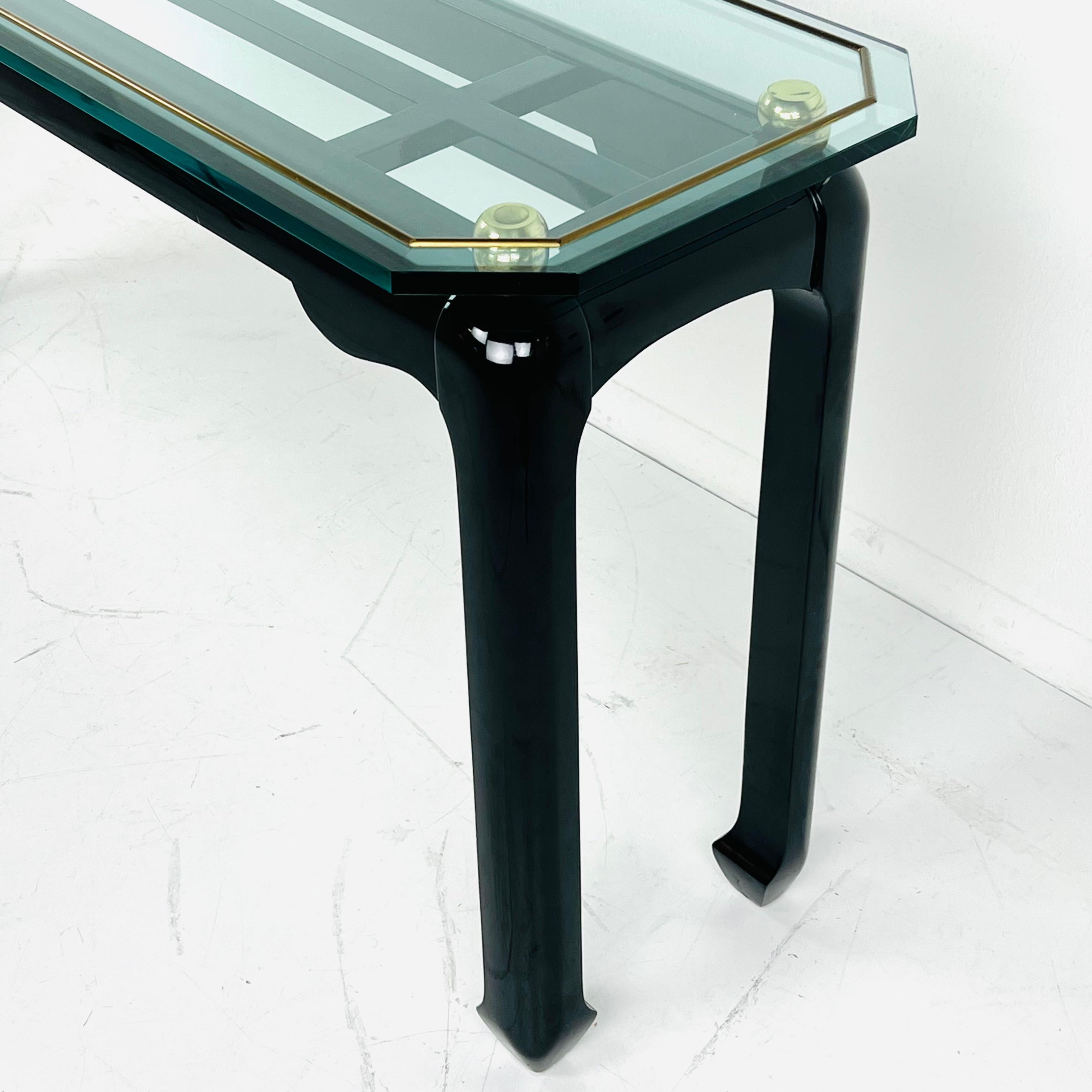 Black Lacquer Ming Console Table in the Style of James Mont For Sale 3