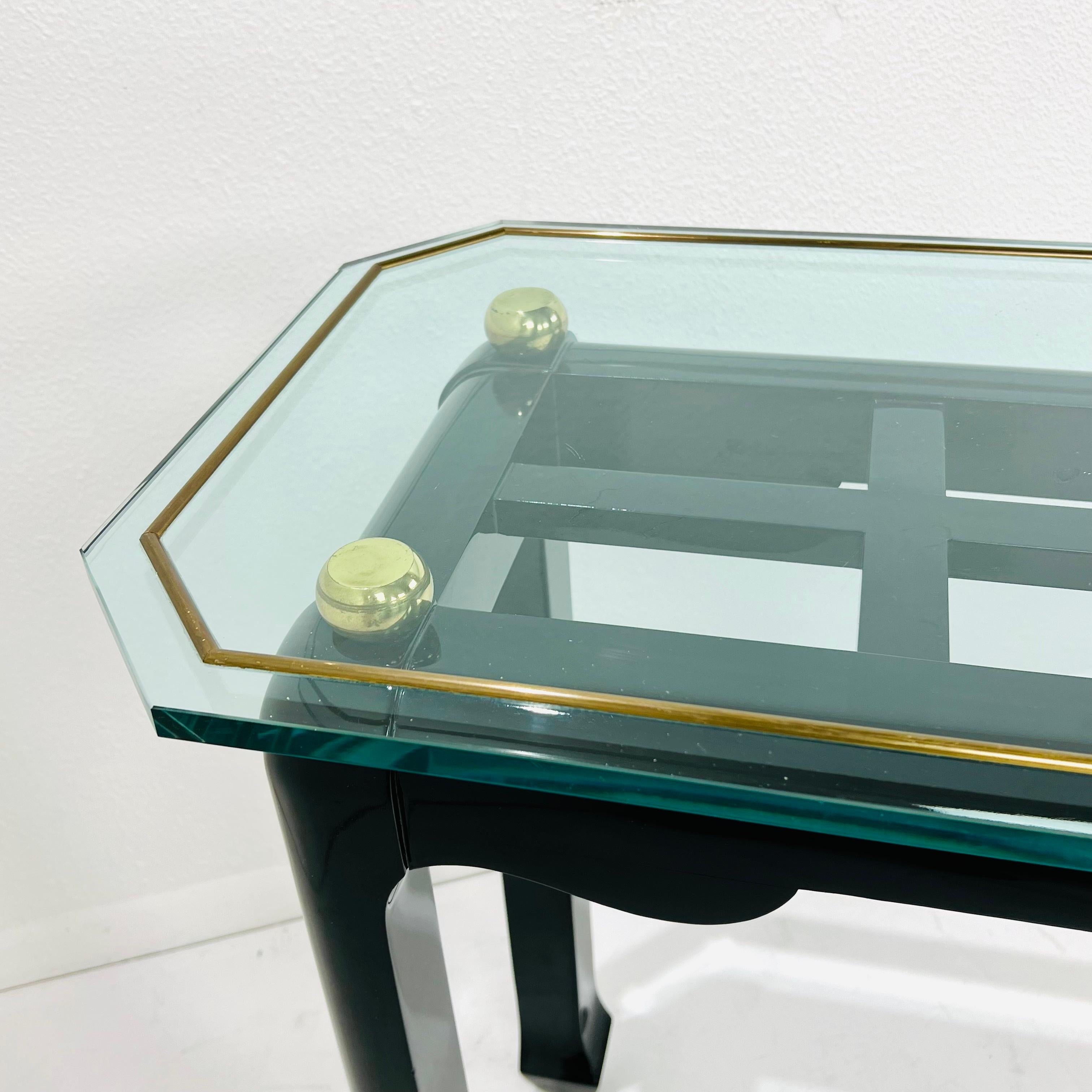 Black Lacquer Ming Console Table in the Style of James Mont For Sale 8