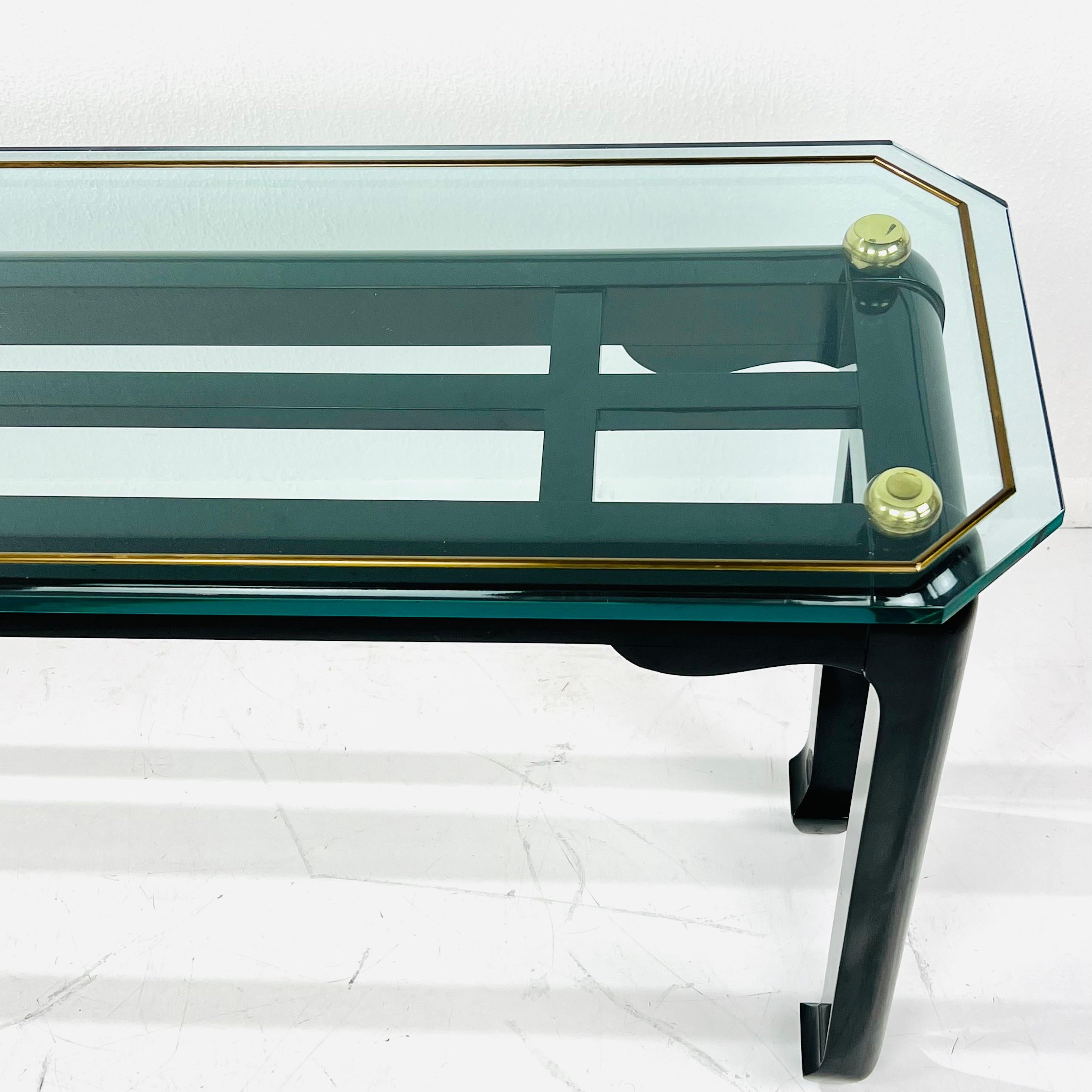Black Lacquer Ming Console Table in the Style of James Mont For Sale 11