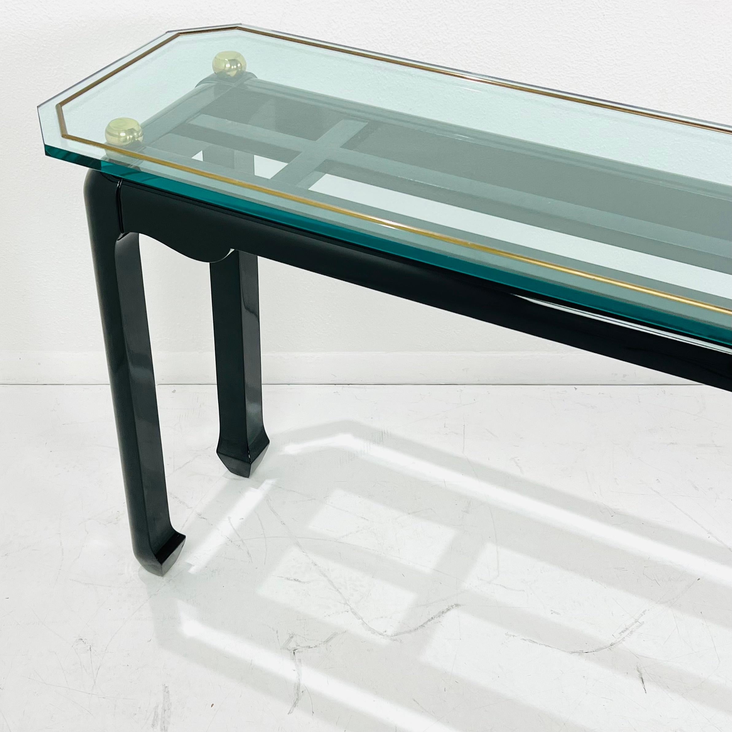Black Lacquer Ming Console Table in the Style of James Mont For Sale 13