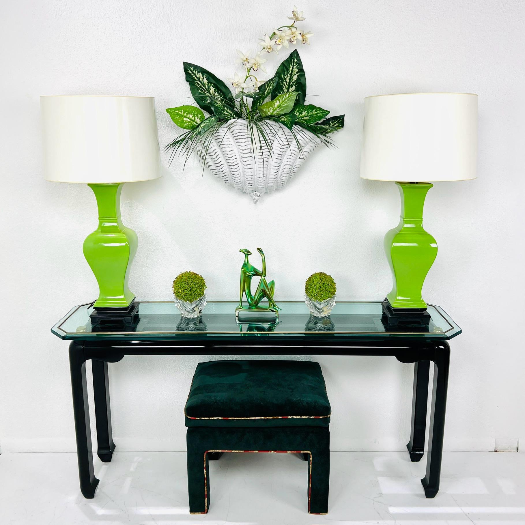 North American Black Lacquer Ming Console Table in the Style of James Mont For Sale