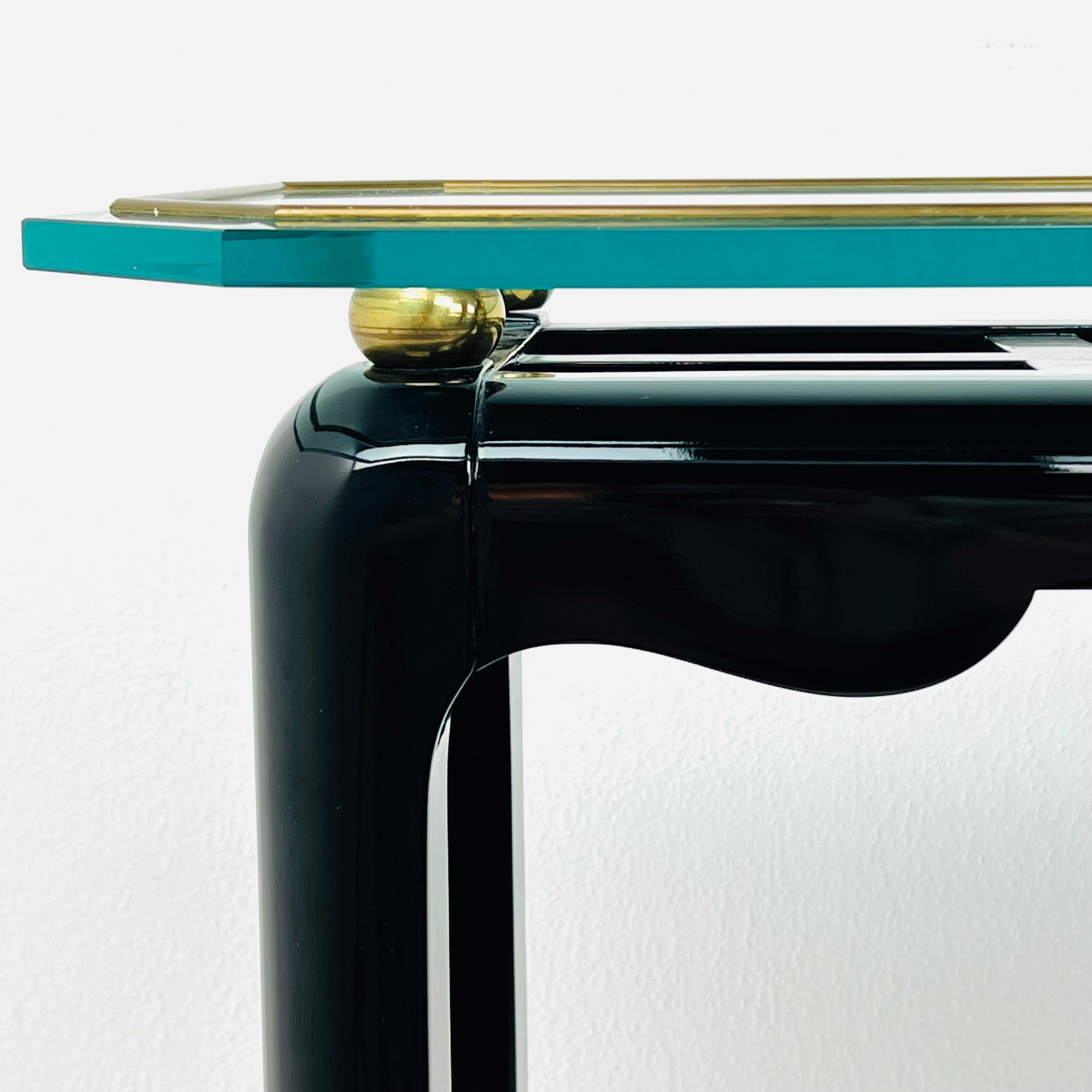 Late 20th Century Black Lacquer Ming Console Table in the Style of James Mont For Sale