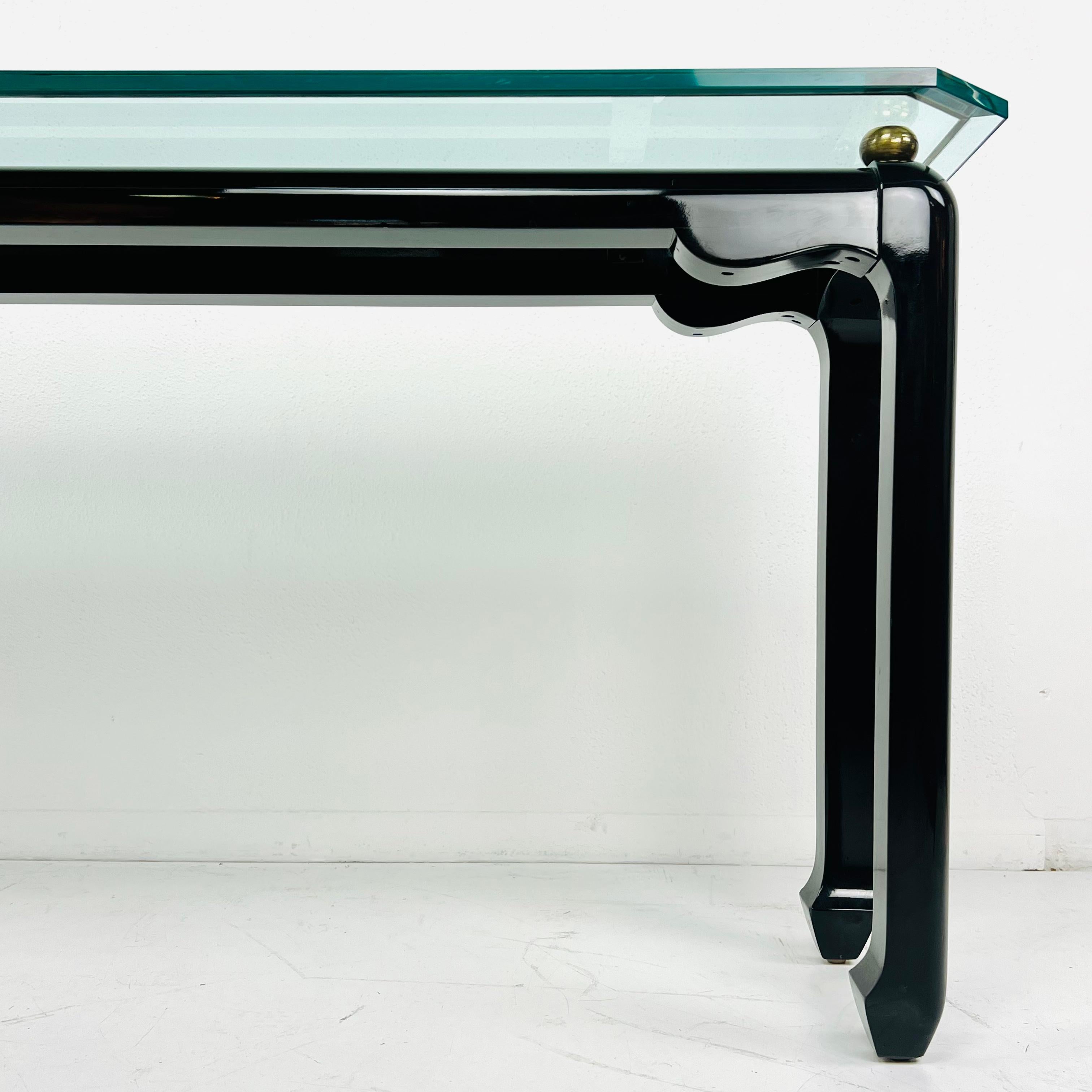 Black Lacquer Ming Console Table in the Style of James Mont For Sale 2