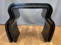 Black Lacquer Nesting Table Set in the Style of Karl Springer, 1970s