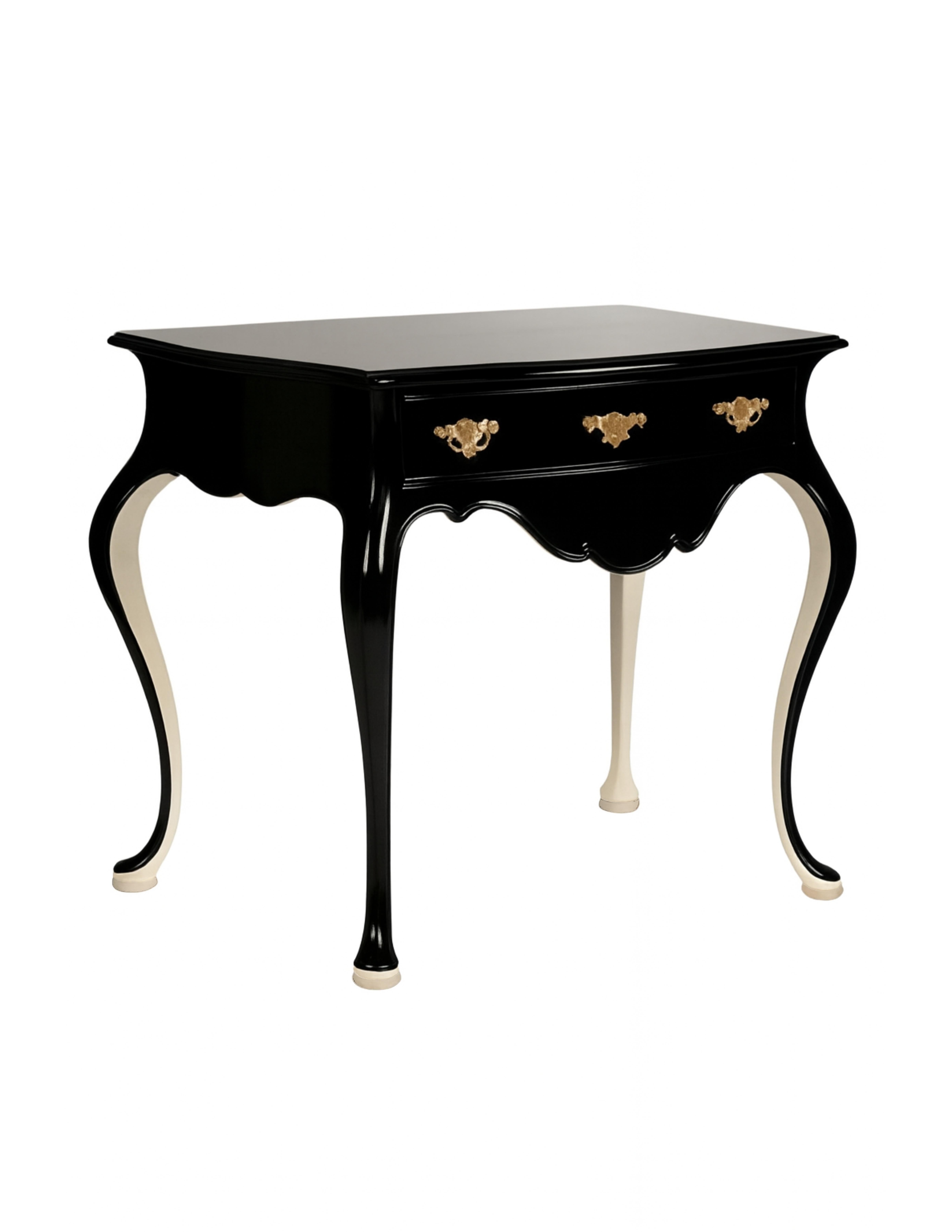 Black Lacquer Off White Baroque Commode, 19th Century For Sale 1