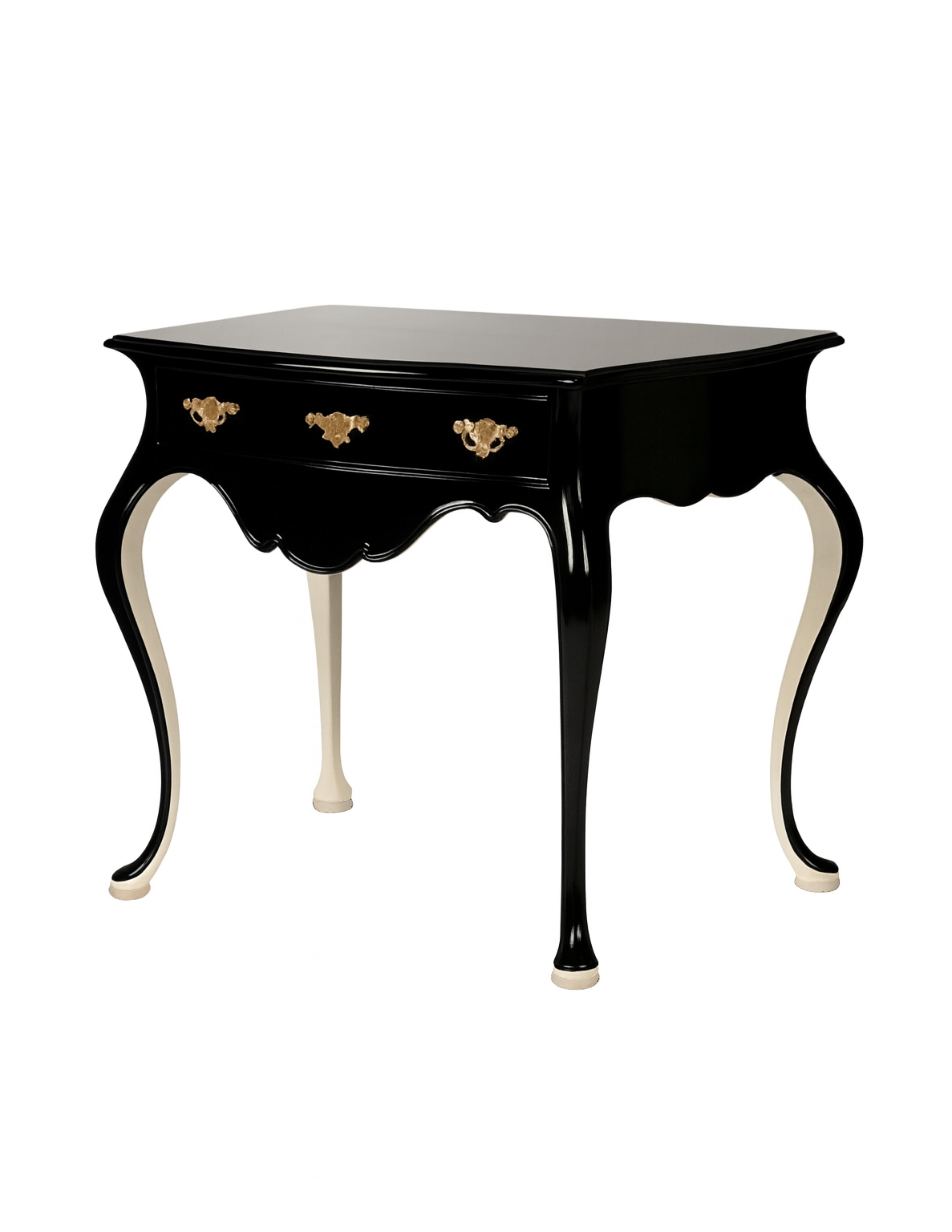Black Lacquer Off White Baroque Commode, 19th Century For Sale 2