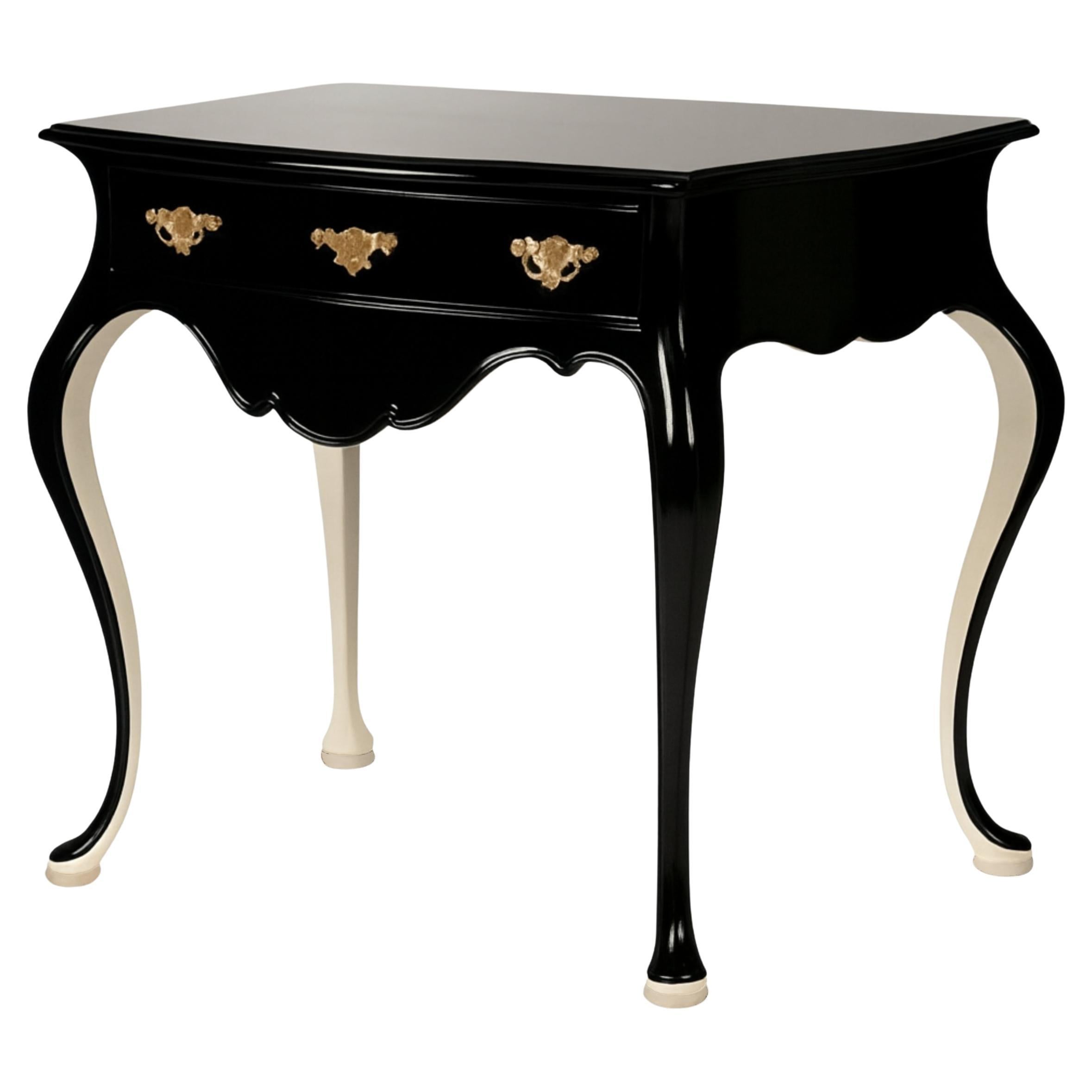 Black Lacquer Off White Baroque Commode, 19th Century