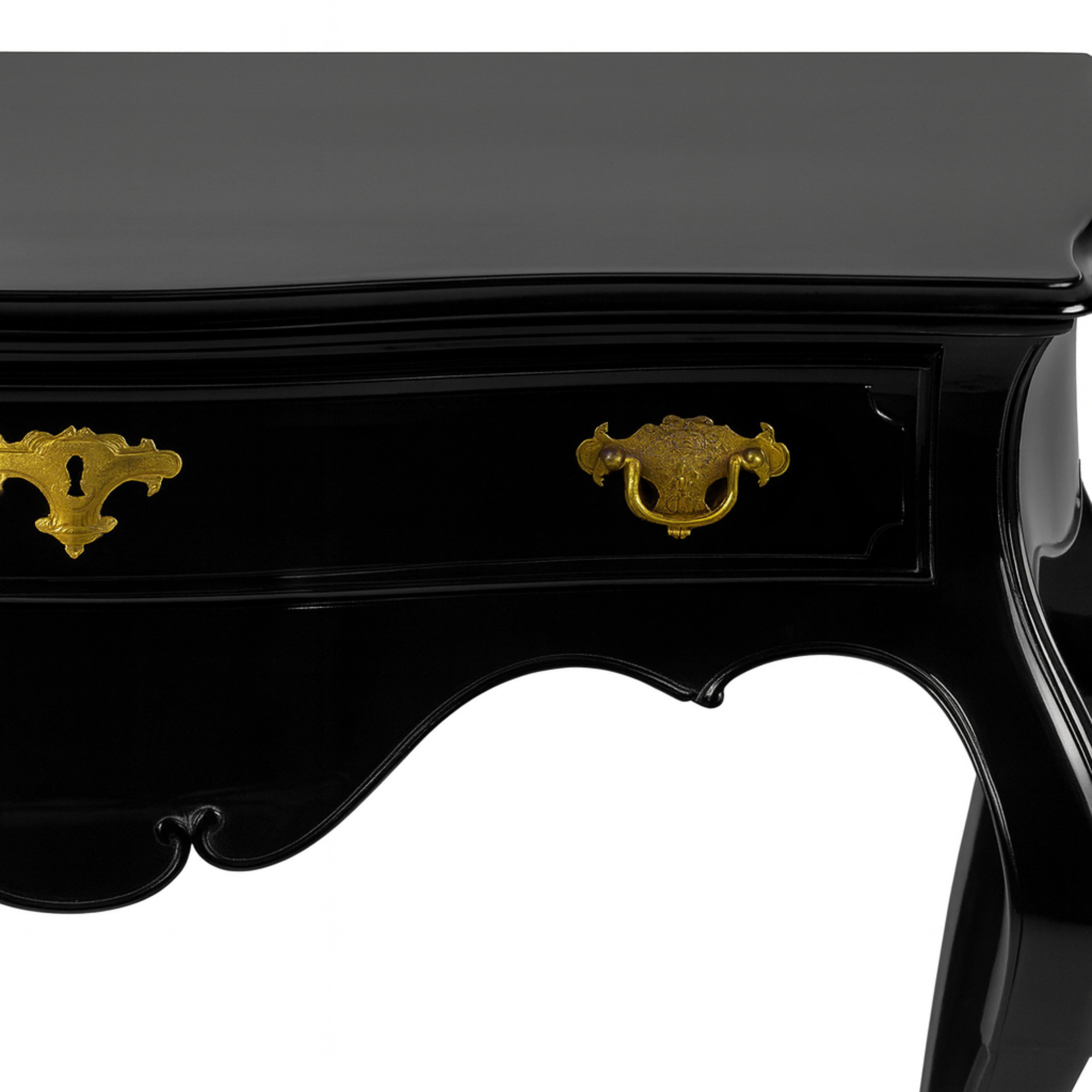 Black Lacquer Off White Baroque Styled Commode, 19th Century For Sale 1