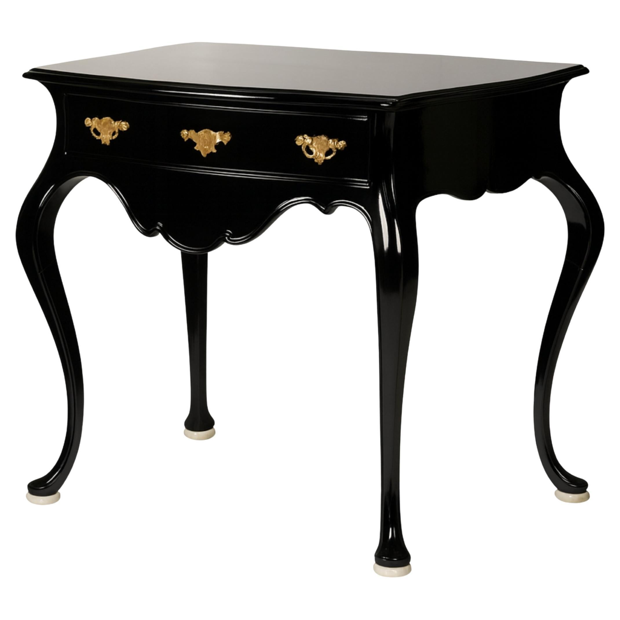 Black Lacquer Off White Baroque Styled Commode, 19th Century For Sale