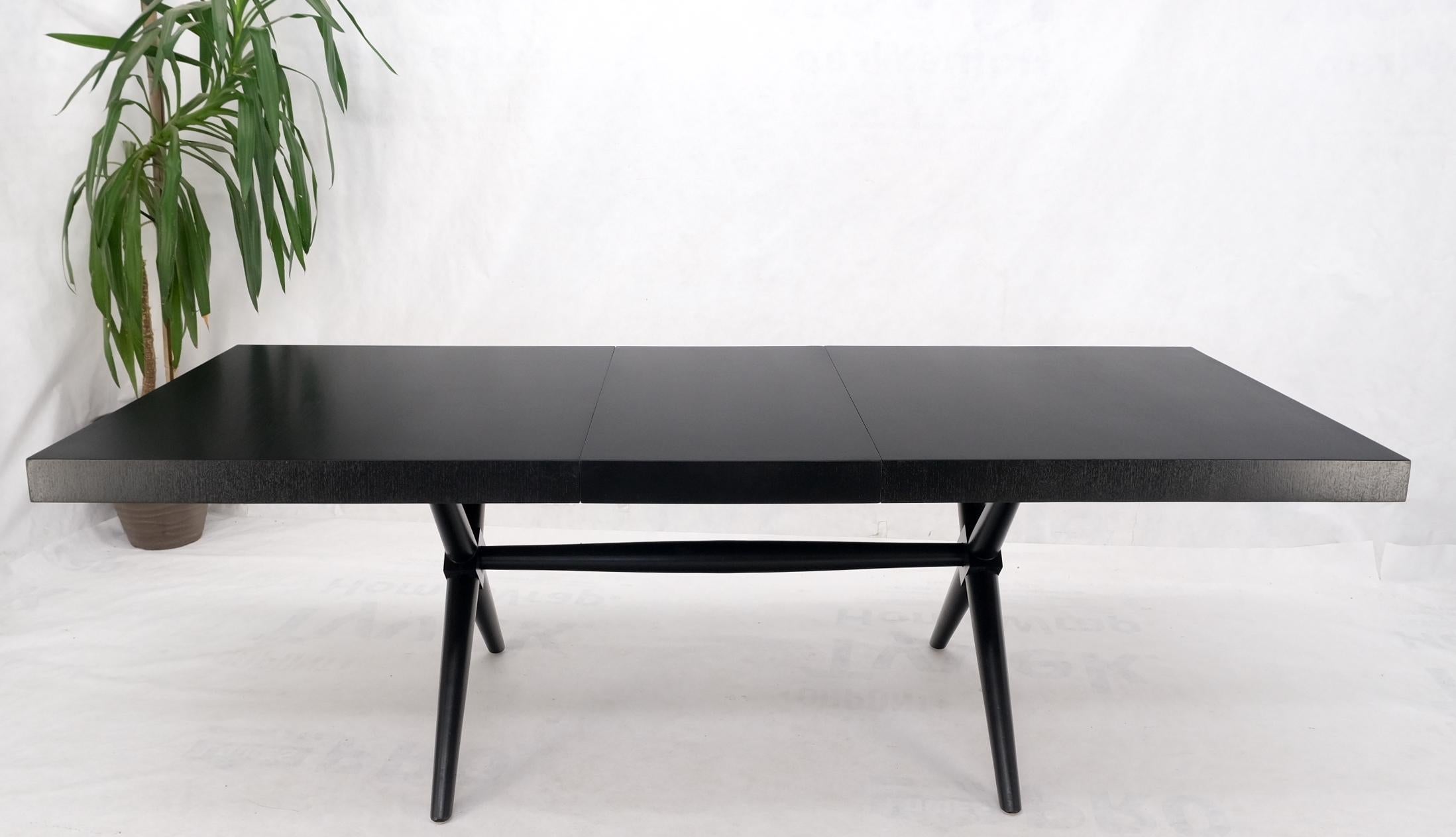 Black Lacquer One Leaf X Base Gibbings Trestle Dining Table by Widdicomb Mint For Sale 6