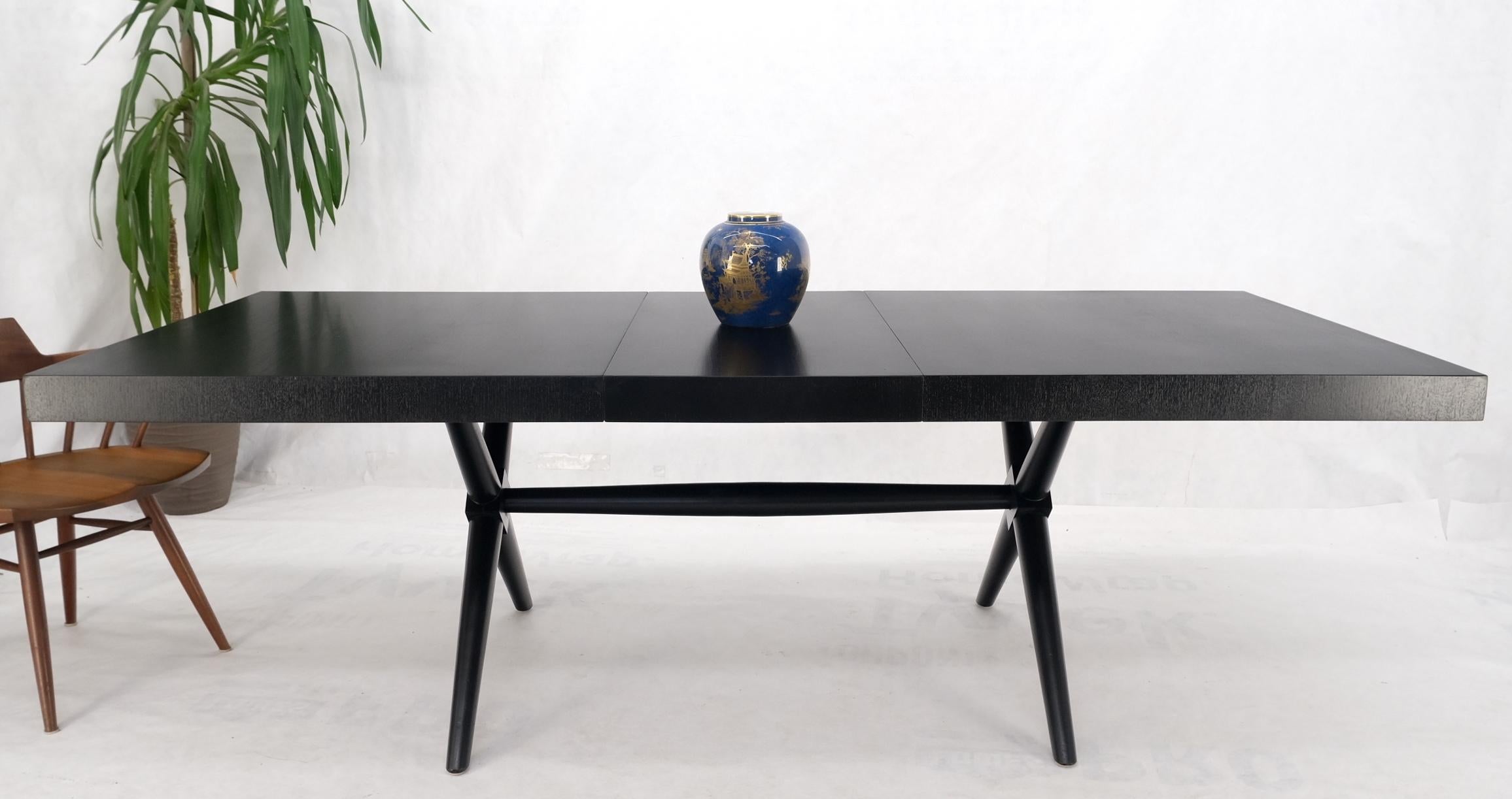 Black Lacquer One Leaf X Base Gibbings Trestle Dining Table by Widdicomb Mint For Sale 10