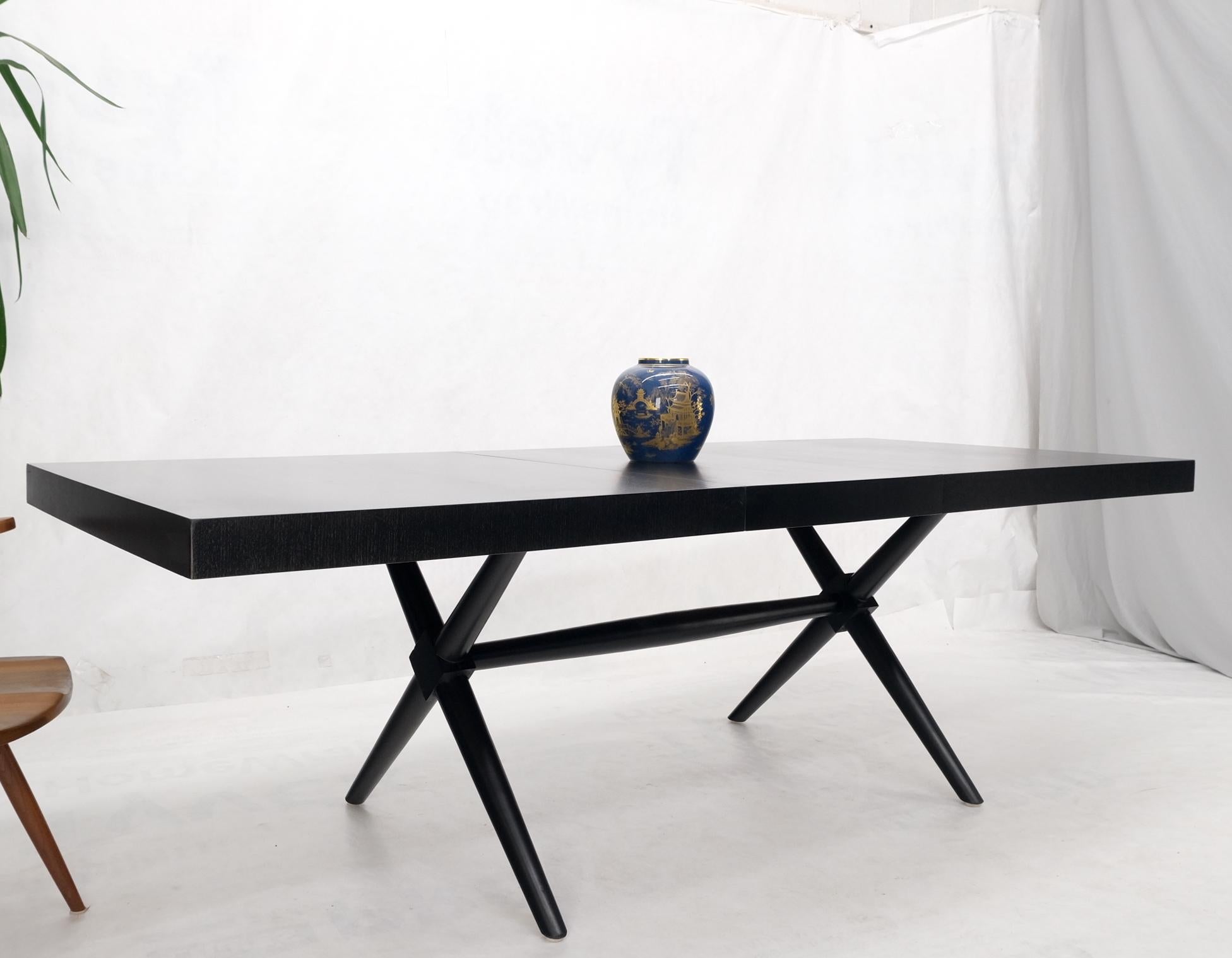 Black Lacquer One Leaf X Base Gibbings Trestle Dining Table by Widdicomb Mint For Sale 11
