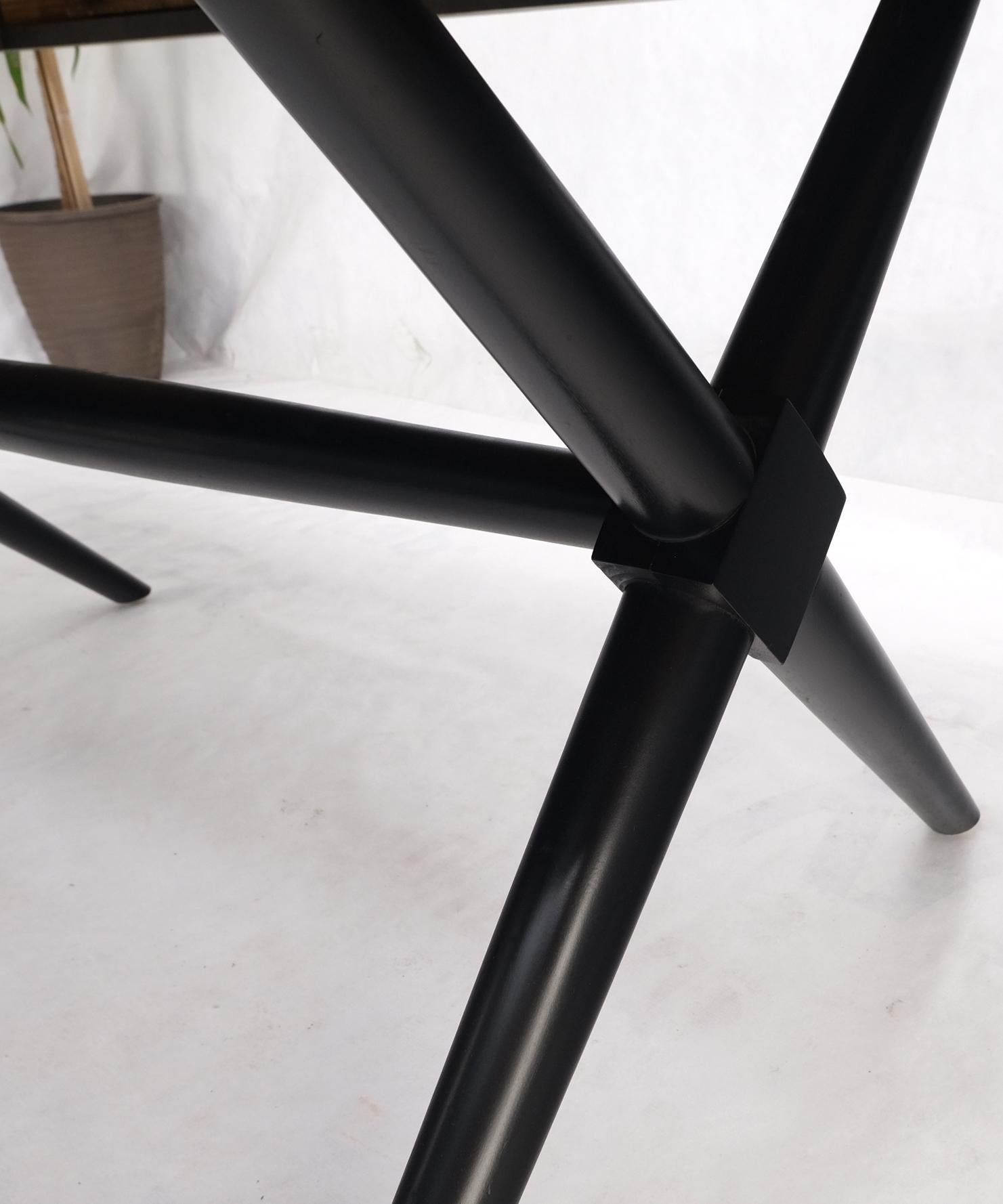 Black Lacquer One Leaf X Base Gibbings Trestle Dining Table by Widdicomb Mint In Excellent Condition For Sale In Rockaway, NJ