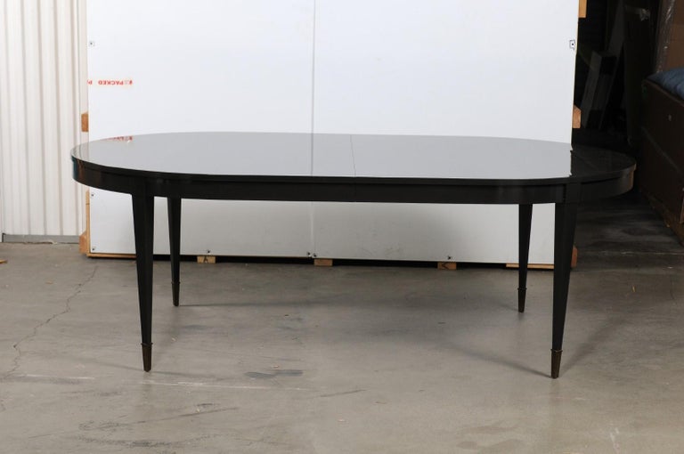 Black Lacquer Oval Dining Table by Thomas Pheasant for Baker at 1stDibs