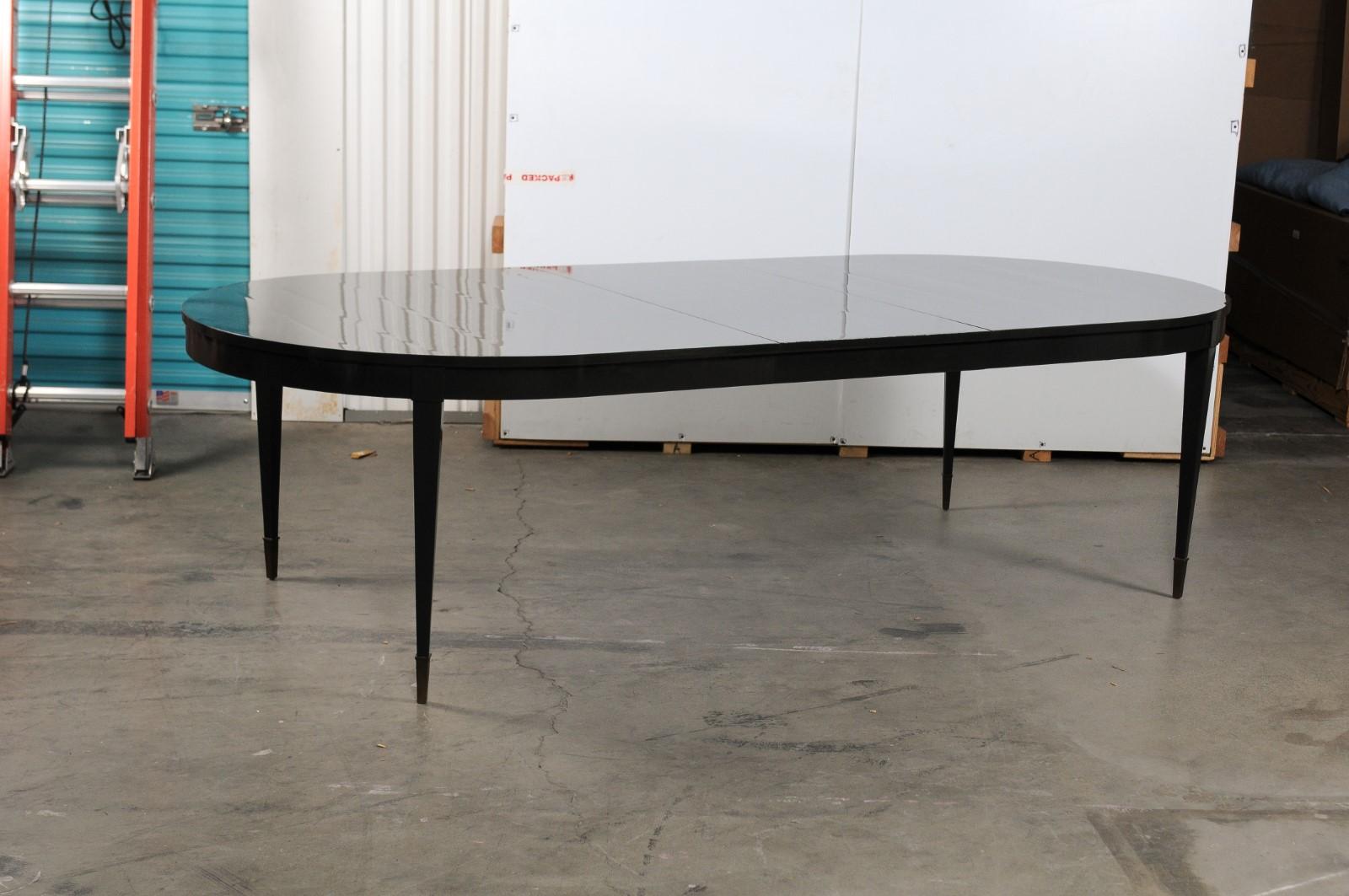 Neoclassical Black Lacquer Oval Dining Table by Thomas Pheasant for Baker