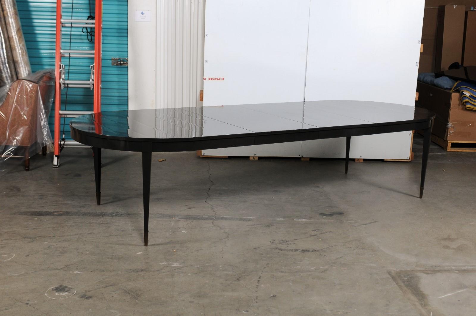 Black Lacquer Oval Dining Table by Thomas Pheasant for Baker In Excellent Condition In Atlanta, GA