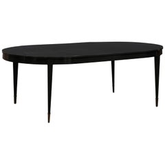 Black Lacquer Oval Dining Table by Thomas Pheasant for Baker