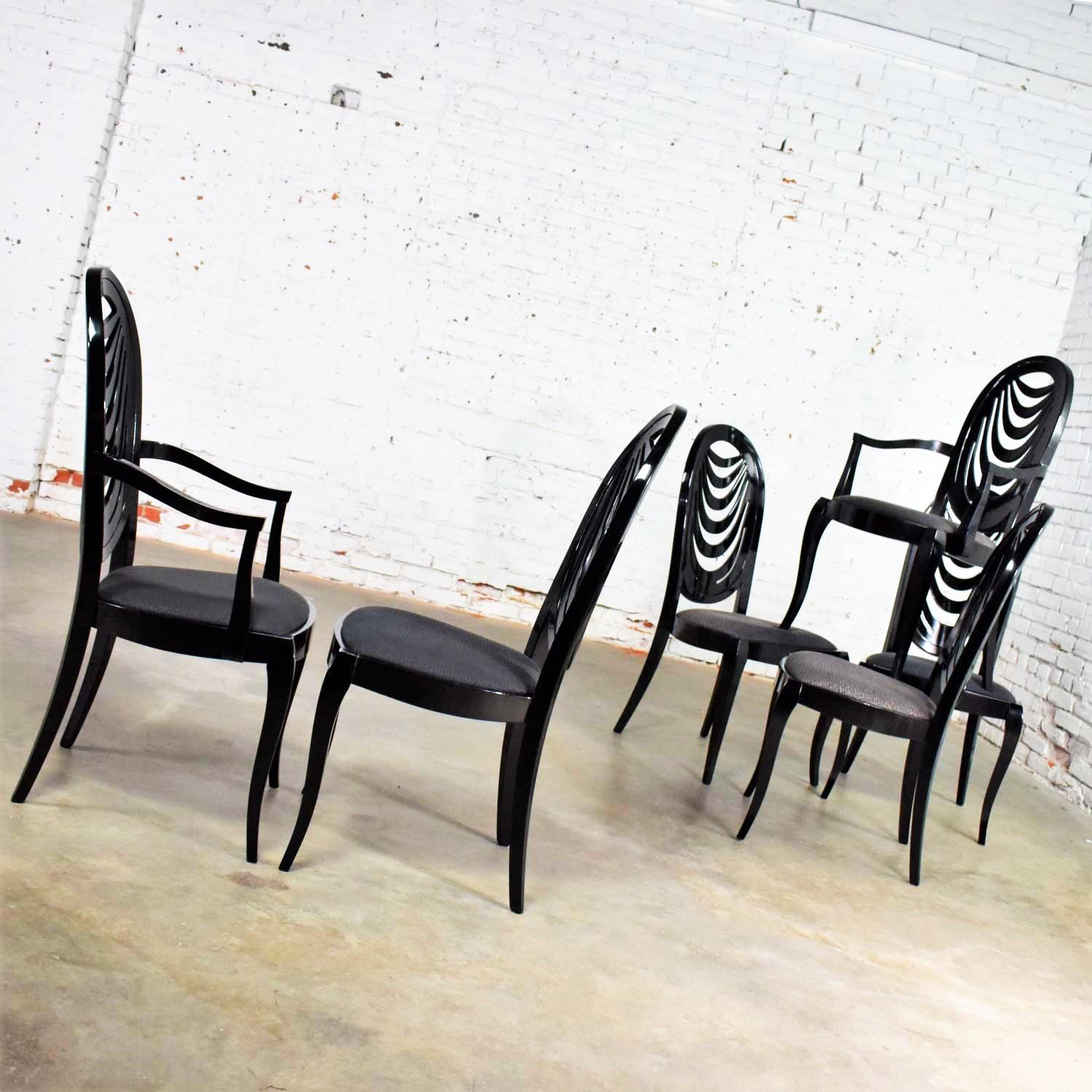 Black Lacquer Oval Drape Back Dining Chairs, Pietro Costantini for Ello Set of 6 2