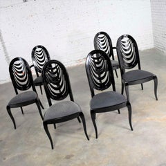 Black Lacquer Oval Drape Back Dining Chairs, Pietro Costantini for Ello Set of 6