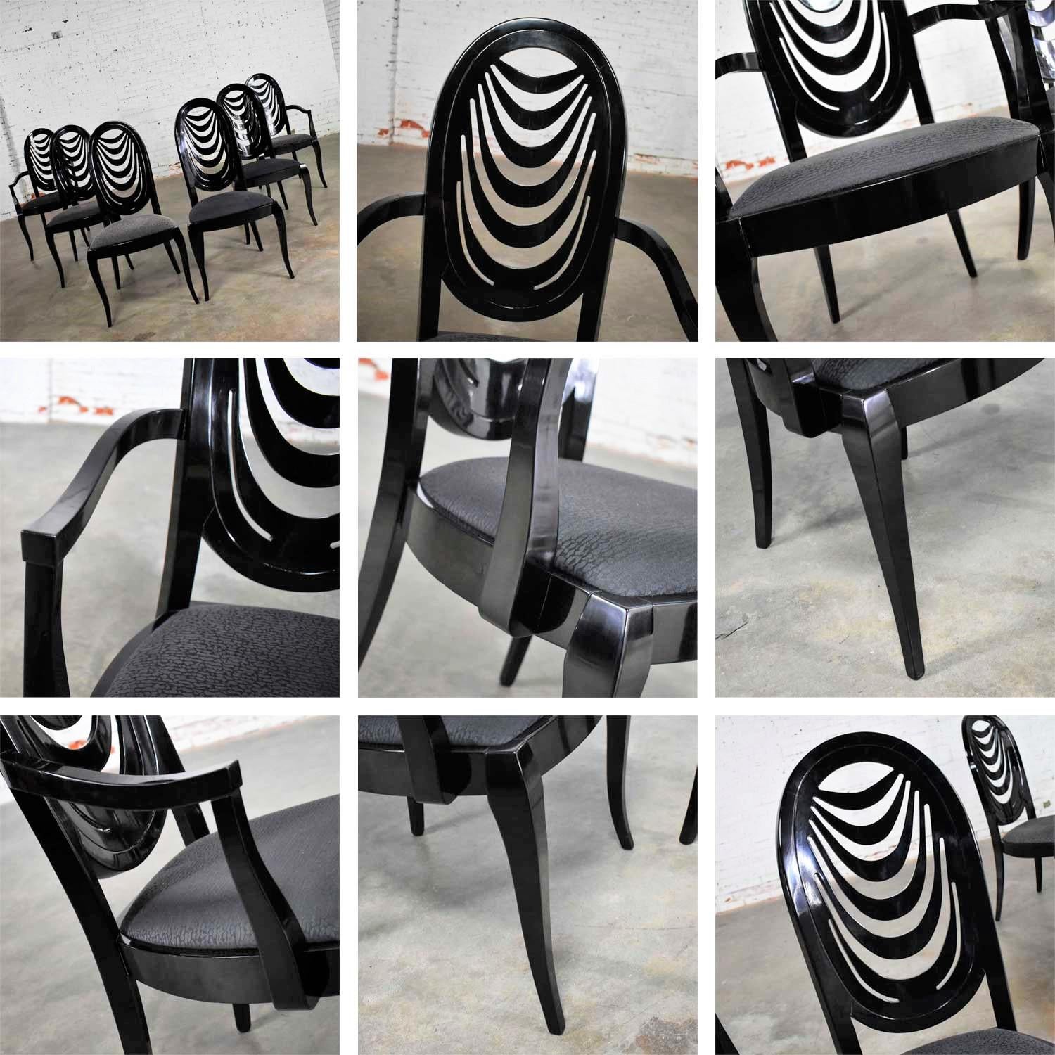 Black Lacquer Oval Drape Back Dining Chairs, Pietro Costantini for Ello Set of 6 12