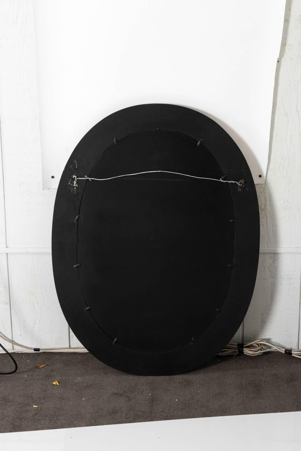 Wood Black Lacquer Painted Mirror