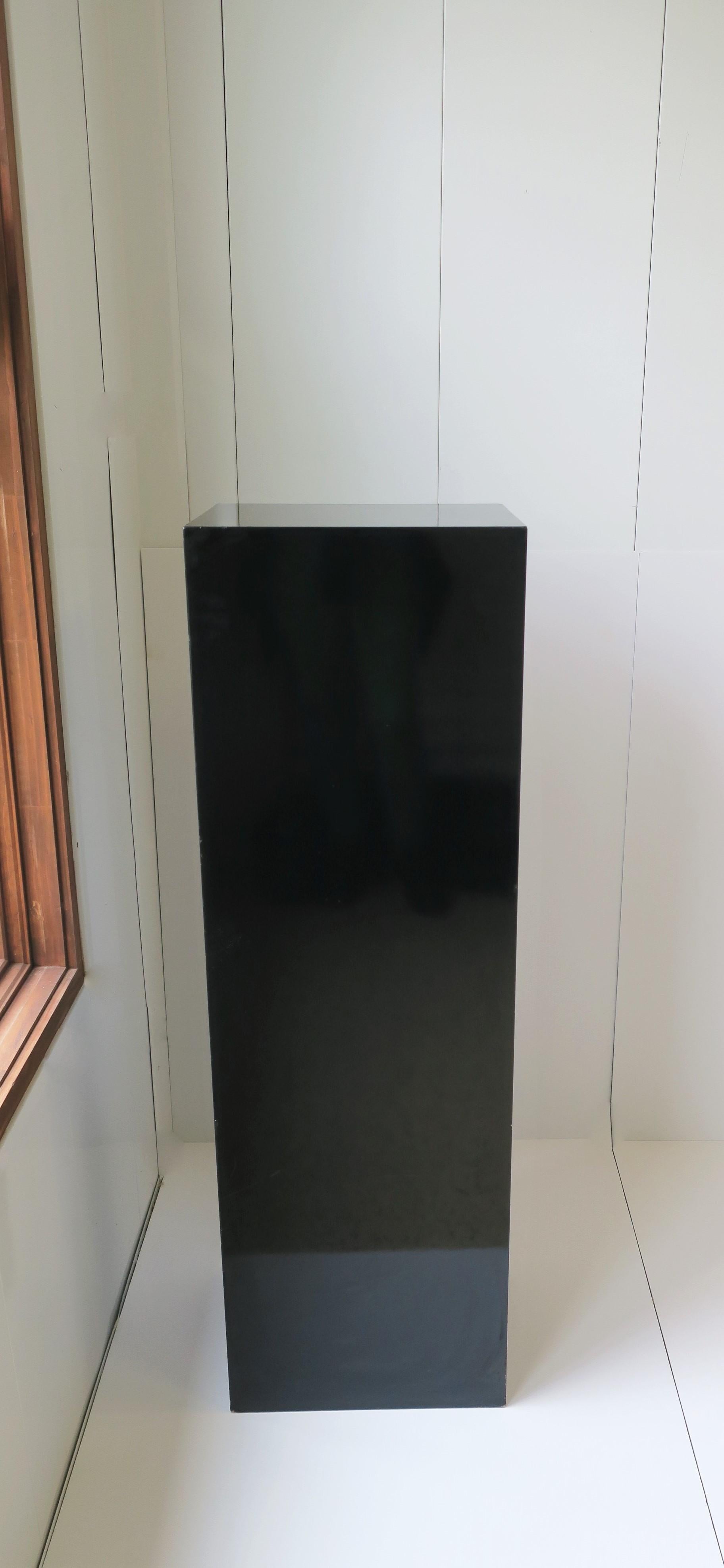 Modern Black Lacquer Pedestal Column Pillar Stand, ca. 1990s 2