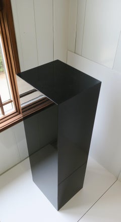 Modern Black Lacquer Pedestal Column Pillar Stand, ca. 1990s