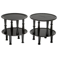 Black Lacquer Postmodern Side Tables