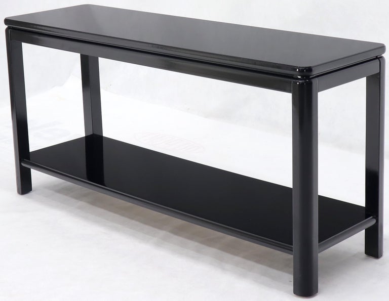 Black Lacquer Rectangular TwoTier Console Sofa Table For Sale at