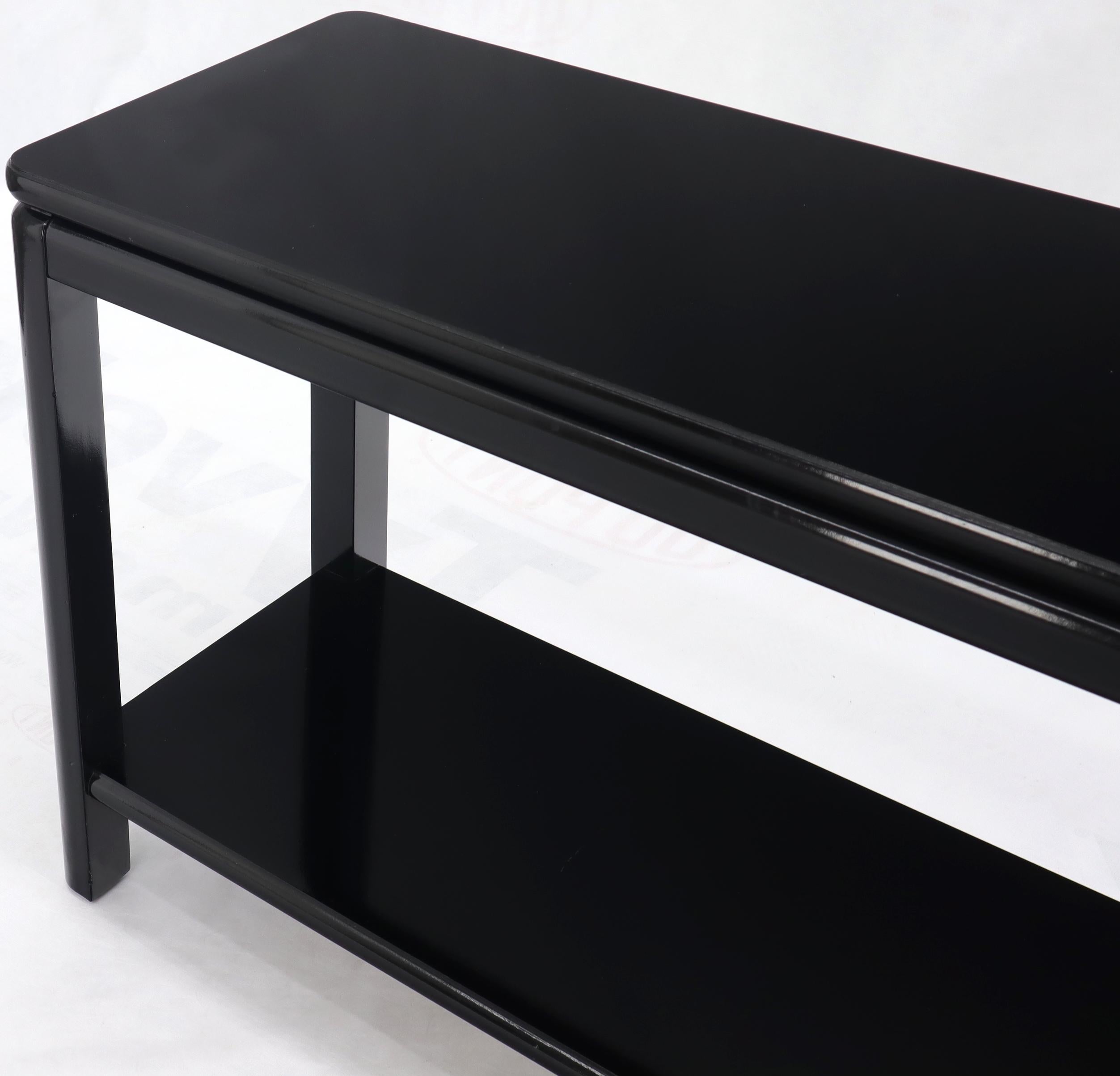 American Black Lacquer Rectangular Two-Tier Console Sofa Table For Sale