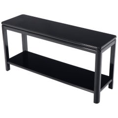 Used Black Lacquer Rectangular Two-Tier Console Sofa Table