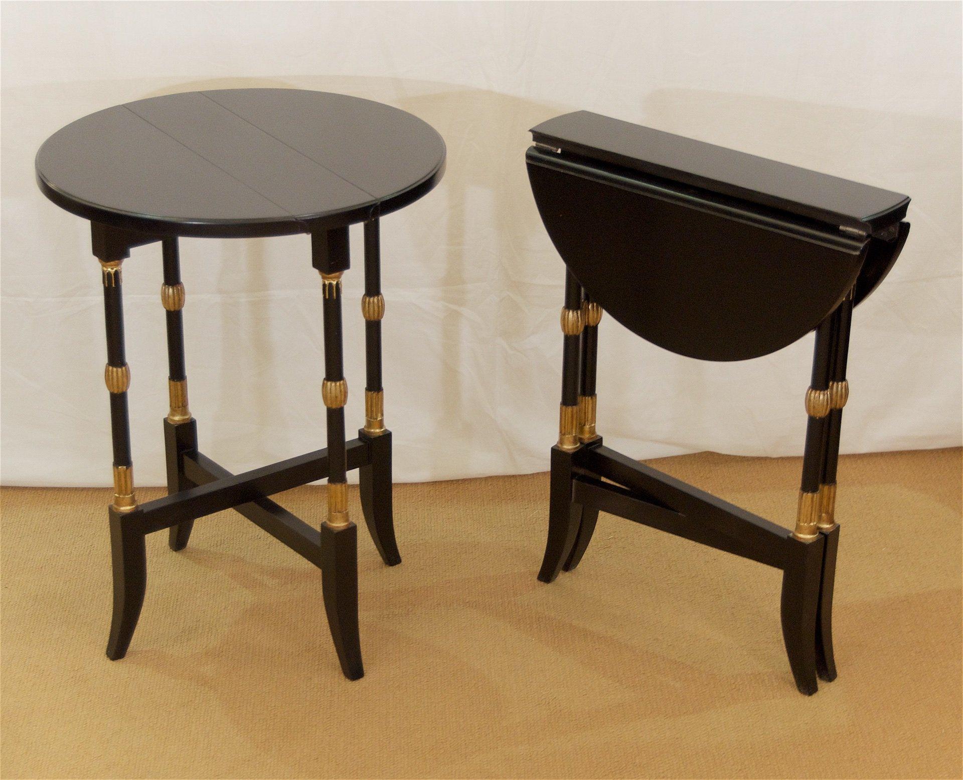 American Black Lacquer Regency-Style Folding Occasional Tables from the Fontainebleau For Sale