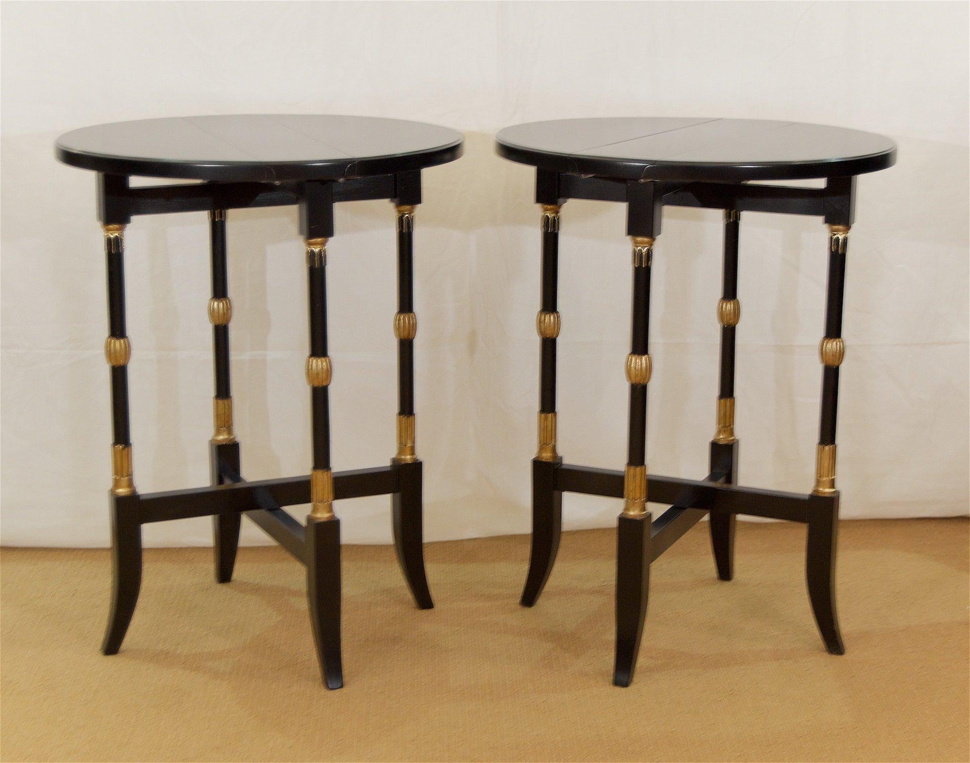 Lacquered Black Lacquer Regency-Style Folding Occasional Tables from the Fontainebleau For Sale