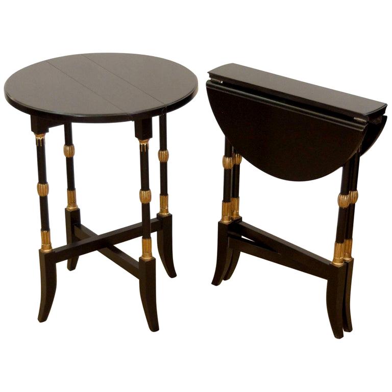 Black Lacquer Regency-Style Folding Occasional Tables from the Fontainebleau For Sale