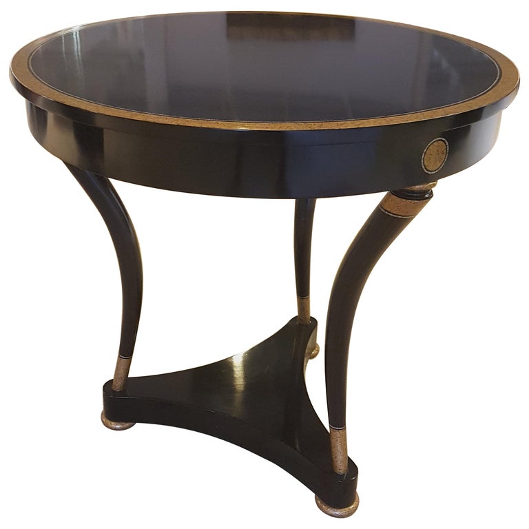 Black Lacquer Side Table with Painted Details For Sale at 1stdibs
