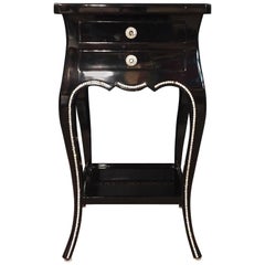Black Lacquer Side Table with Svarowski Stones