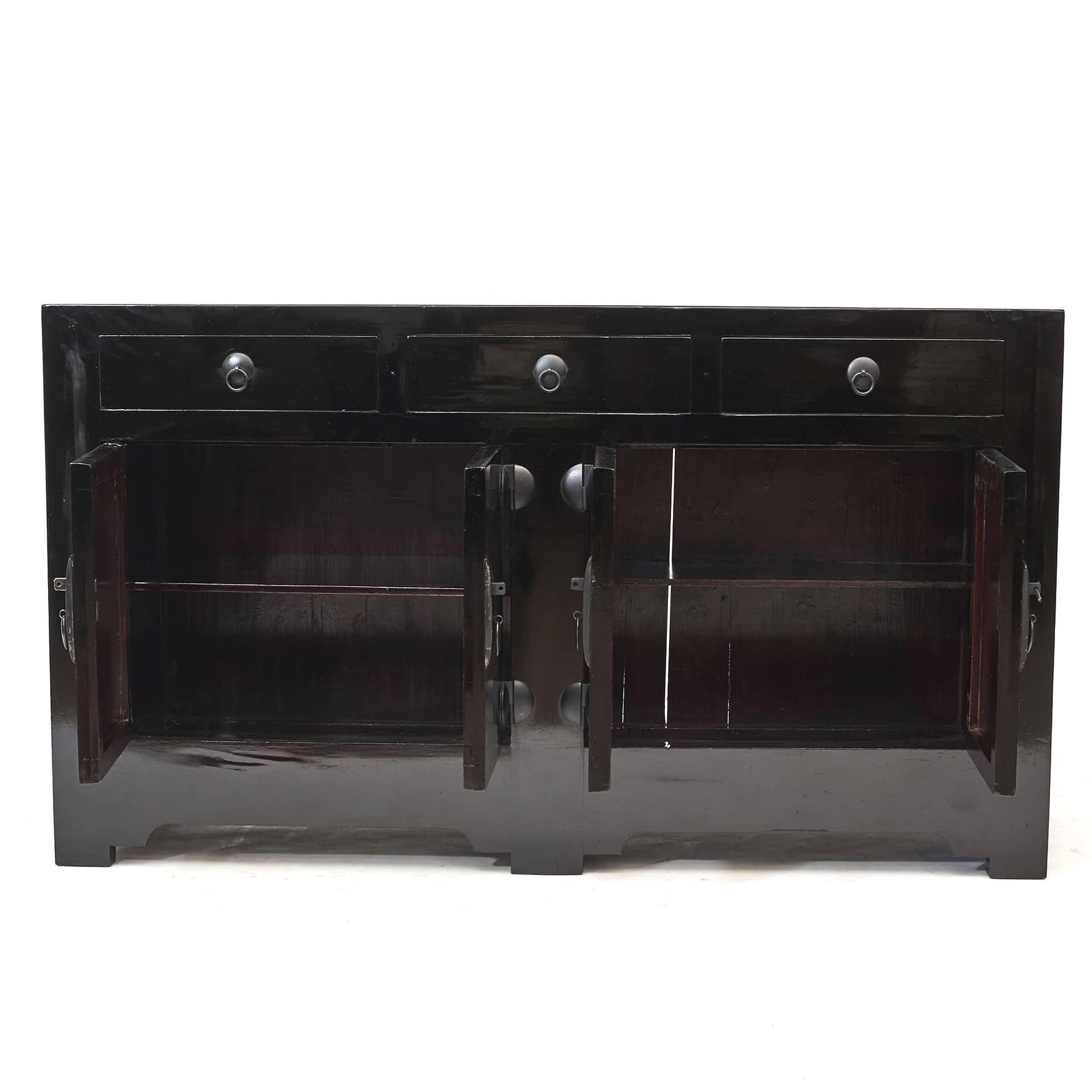 Qing Black Lacquer Sideboard Cabinet from Tianjin, 1860 - 1880 For Sale