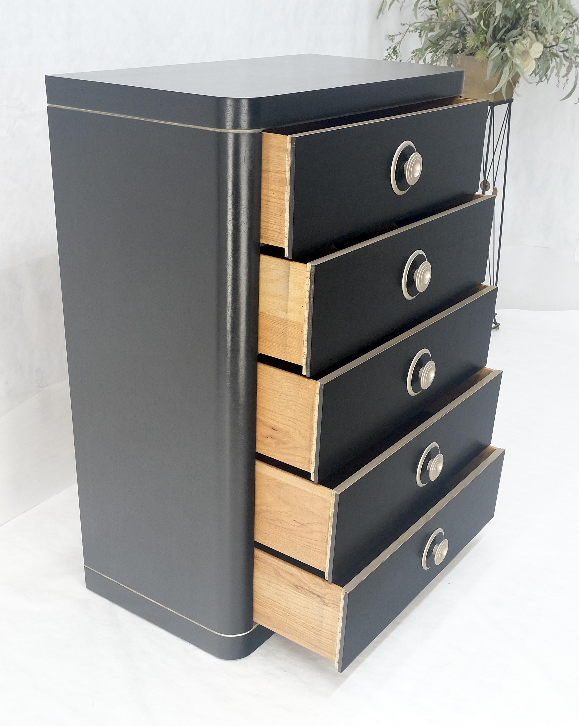 Cassettone a 5 cassetti in lacca nera e argento Art Deco MINT in vendita 2